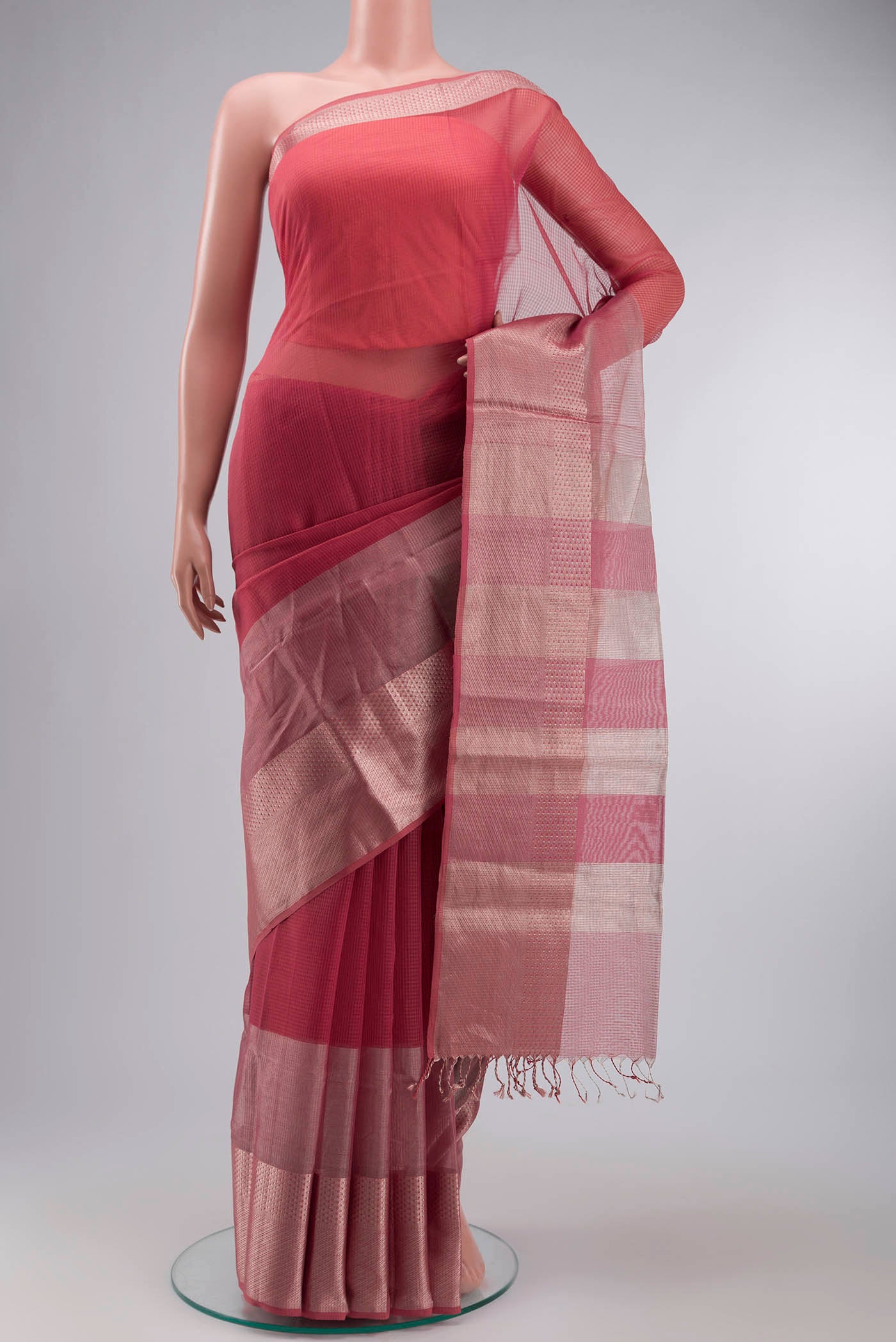 Pink Maheshwari Silk Cotton Saree