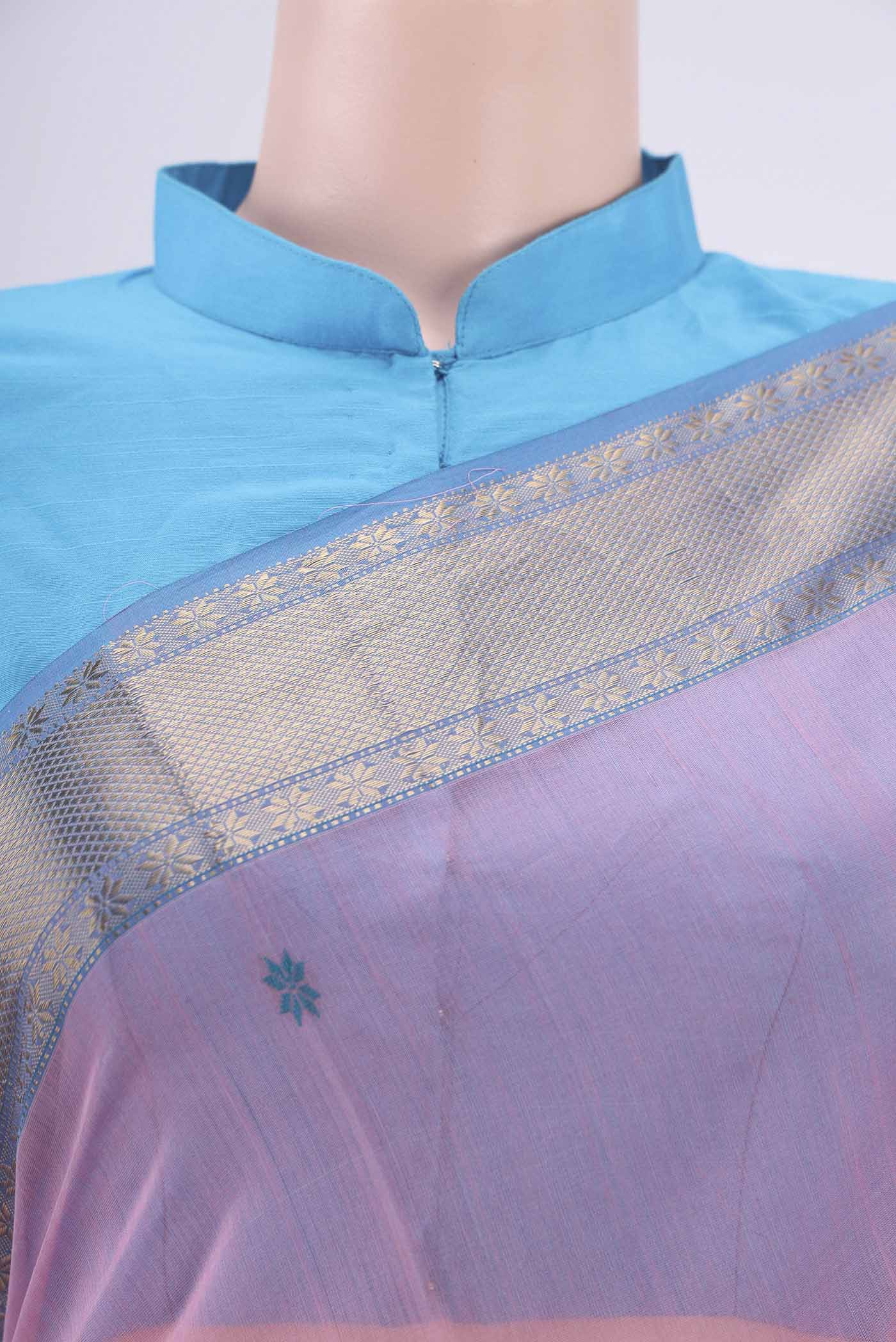 Rose pink Maheshwari Silk Cotton Saree - Image 2