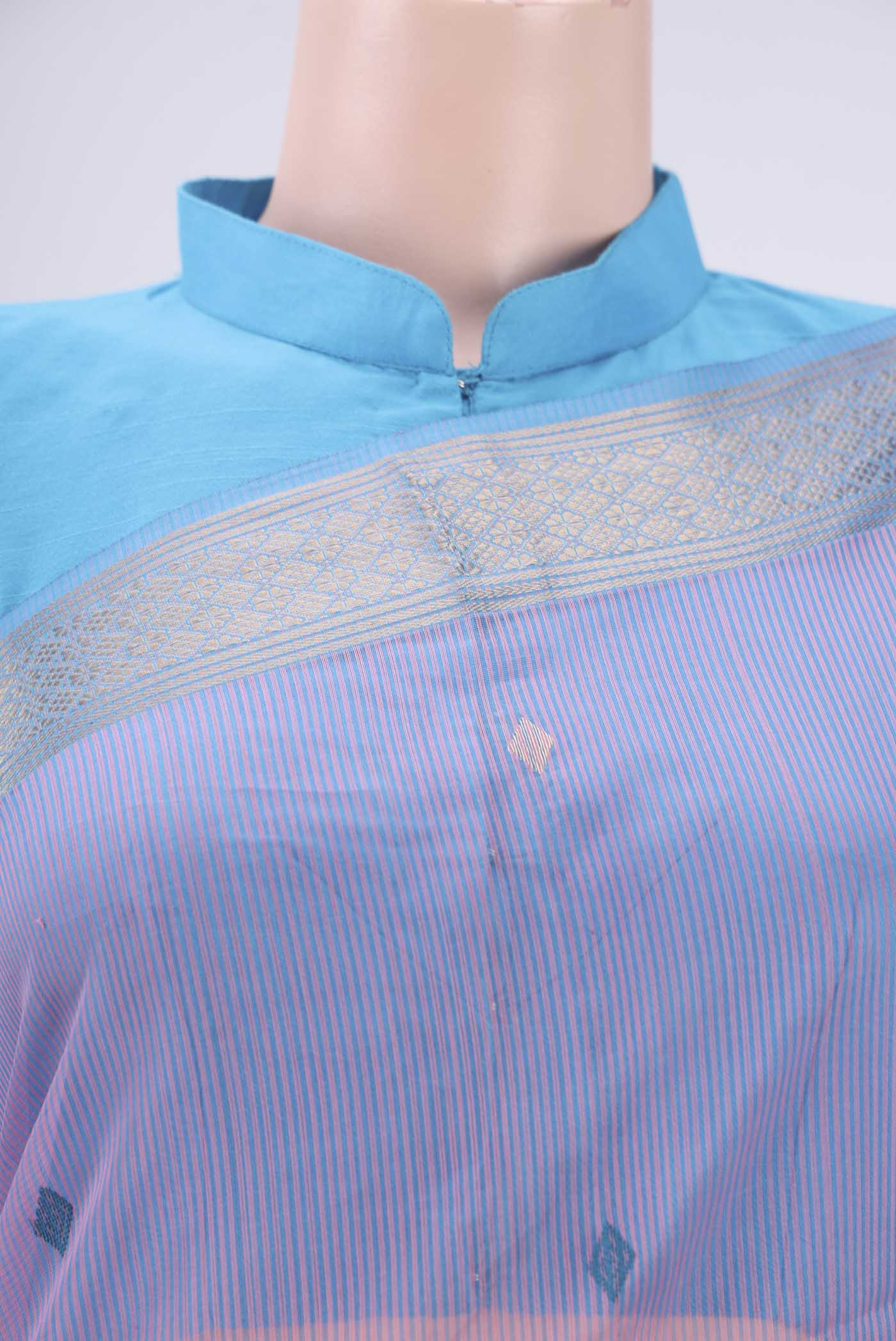 Lavender Maheshwari Silk Cotton Saree - Image 2