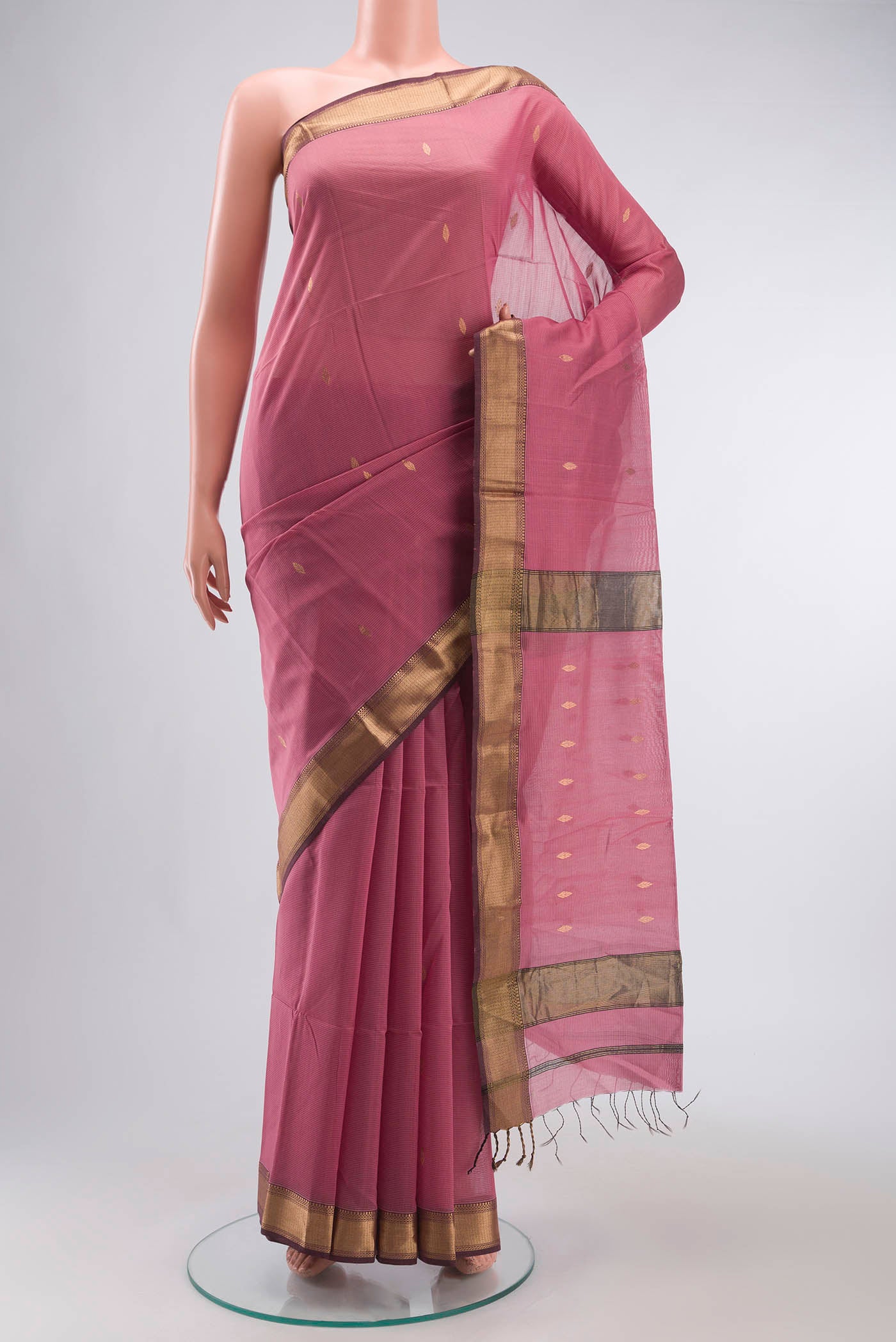 Pink Maheshwari Silk Cotton Saree
