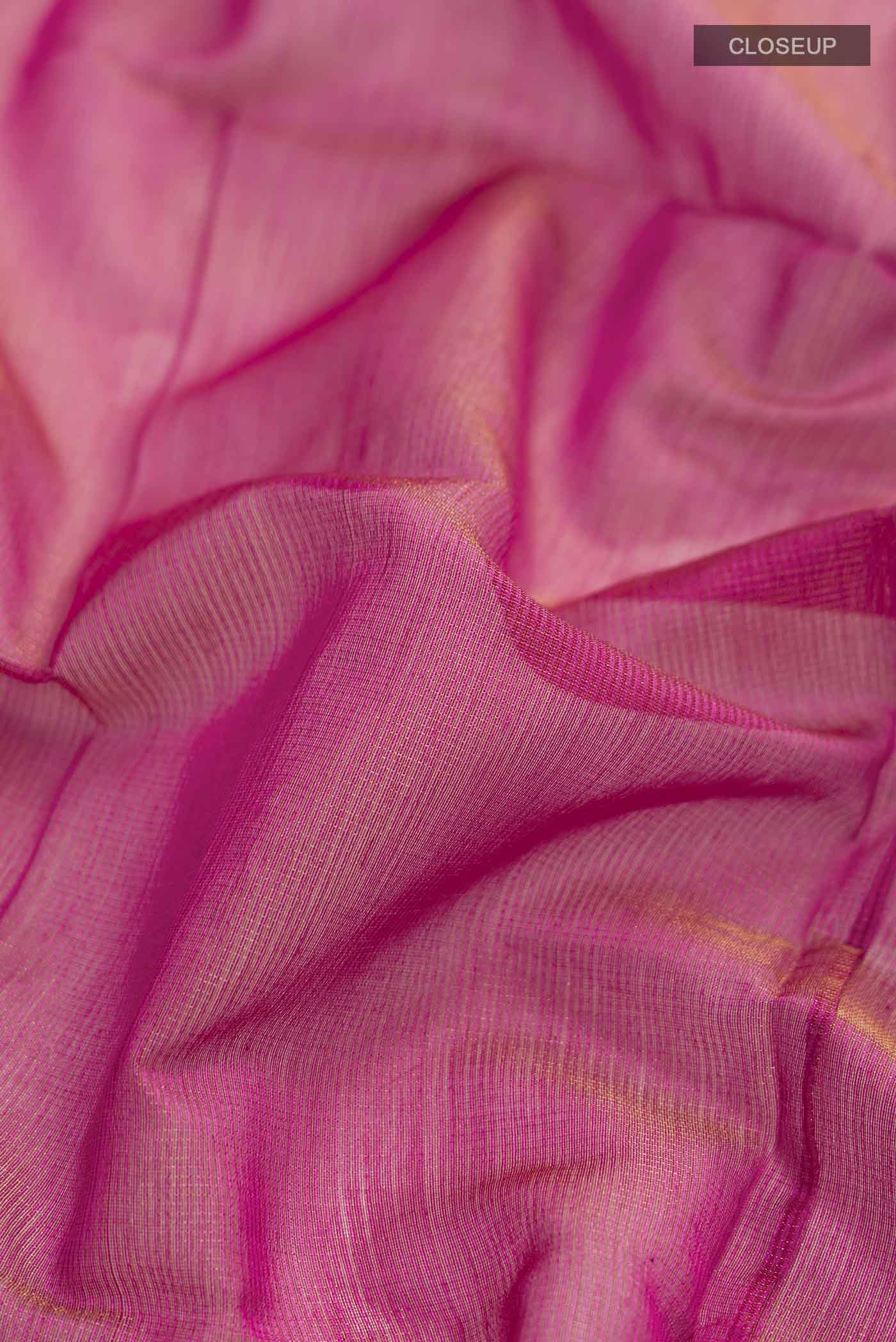 Pink Maheshwari Silk Cotton Saree - Image 2