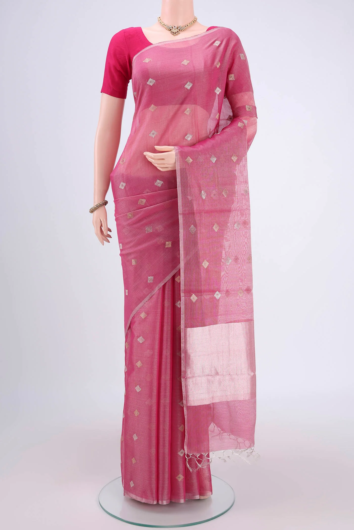 Pink MP Tussar Saree