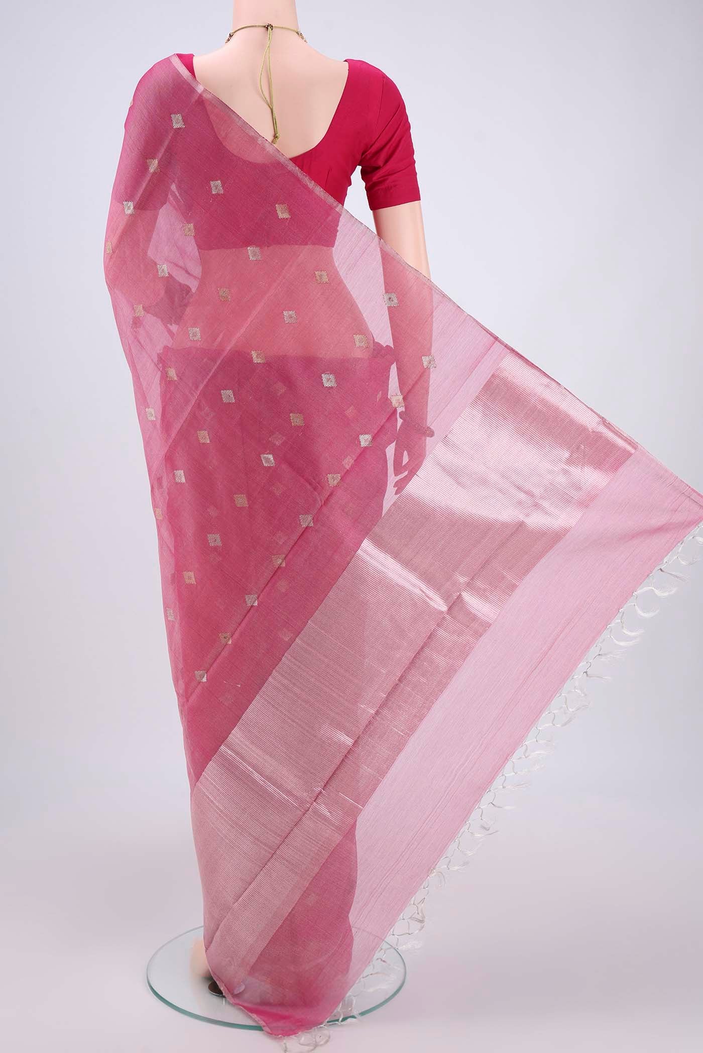 Pink MP Tussar Saree - Image 3
