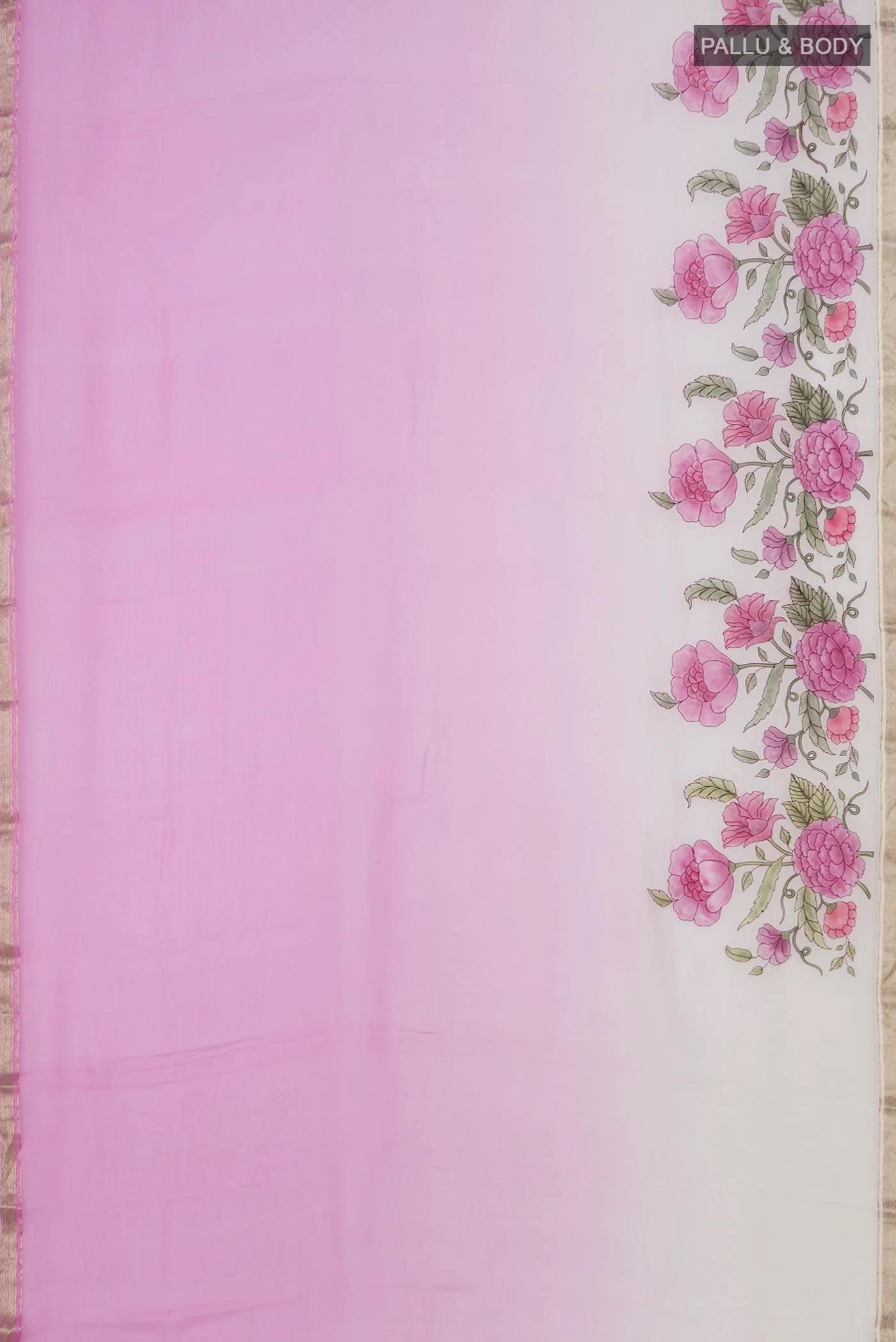 Pink Mysore Chiffon Saree - Image 4