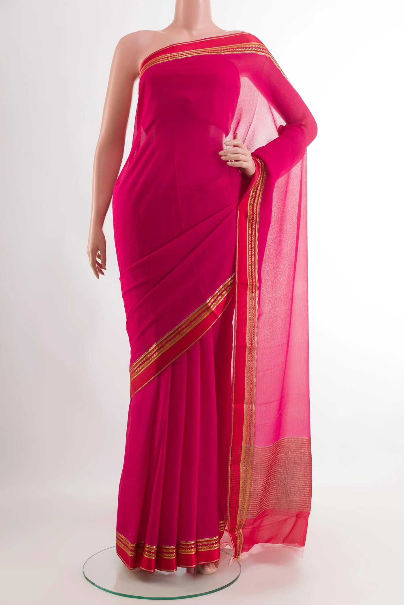 Pink Mysore Chiffon Saree