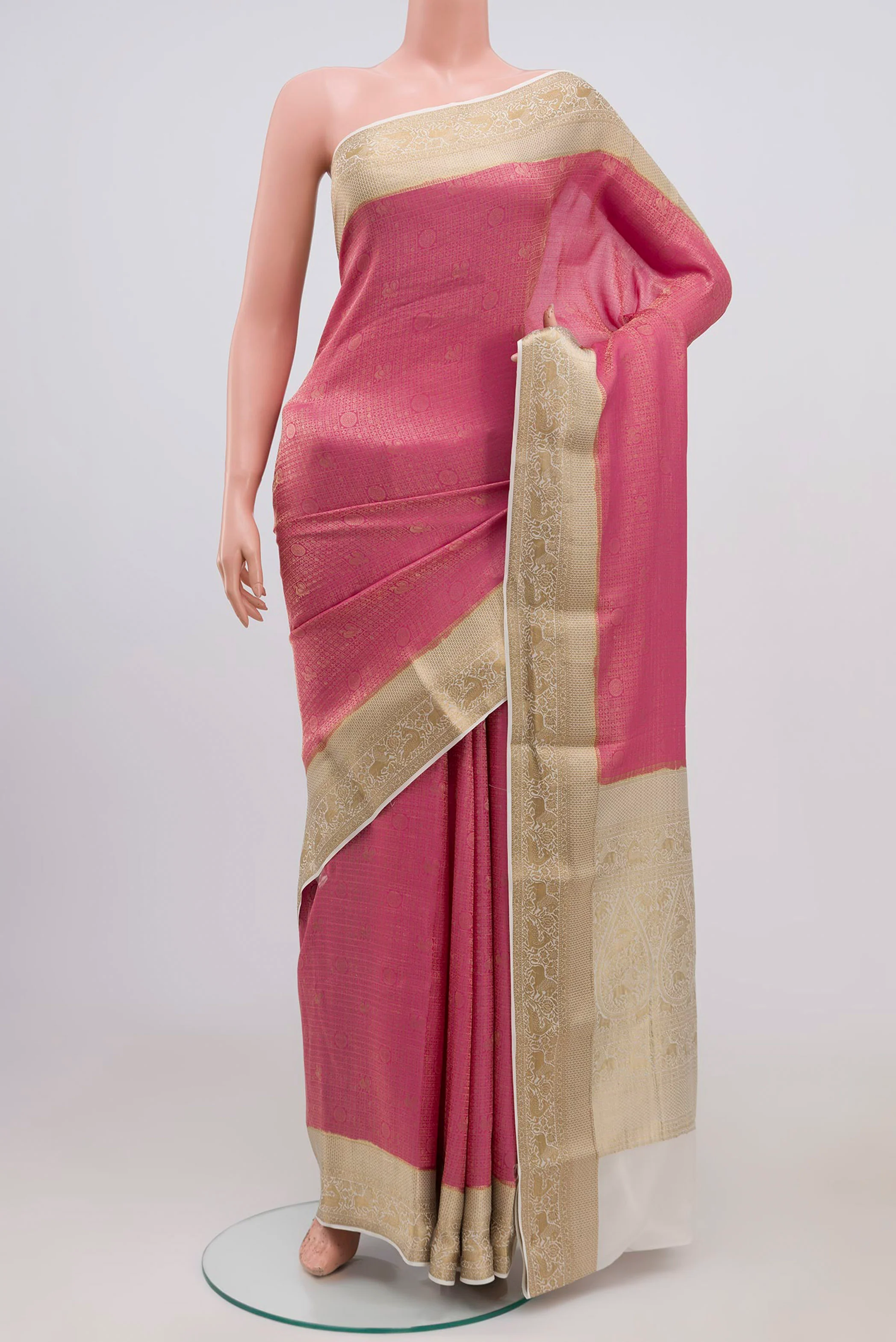 Pink Mysore Crepe Saree