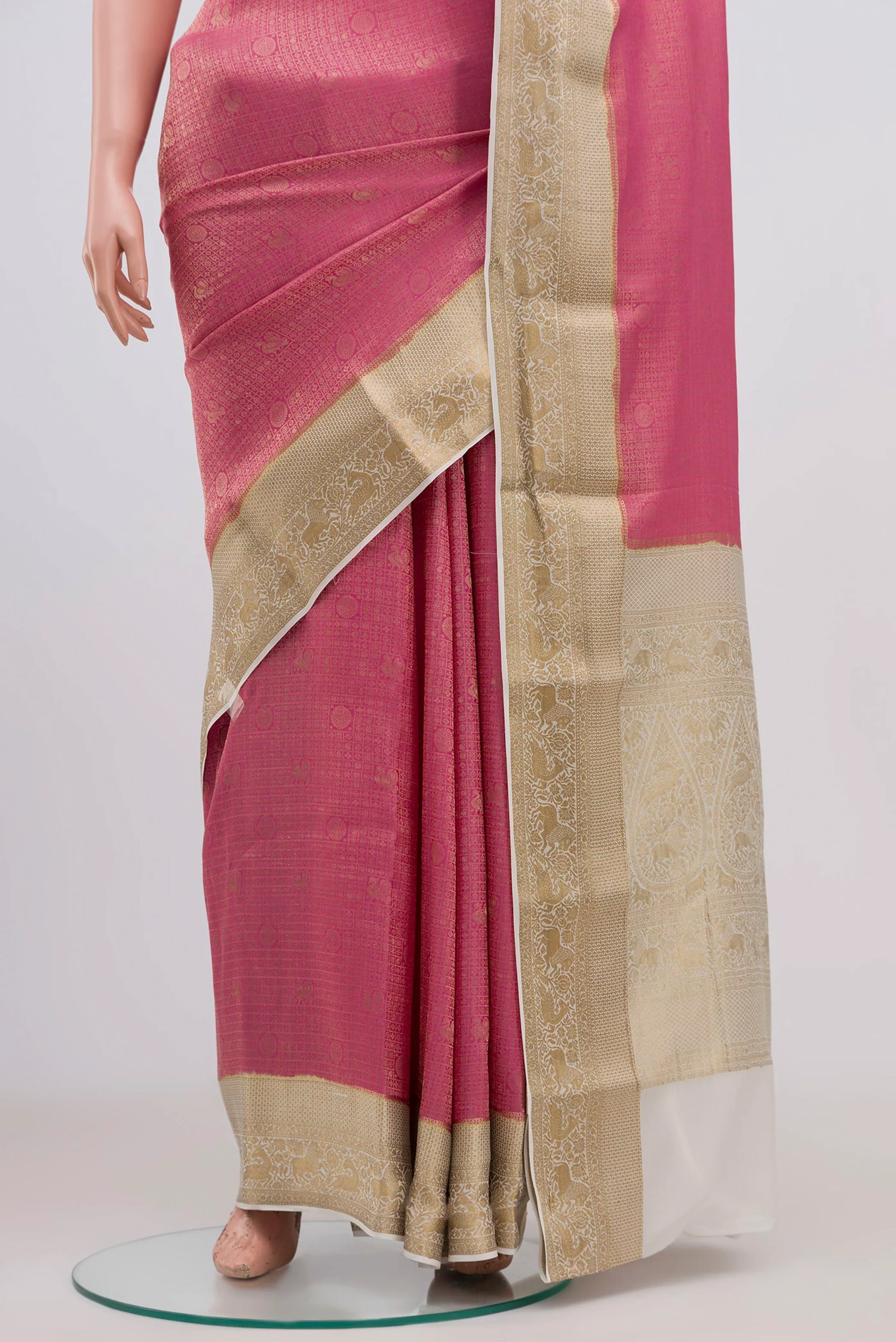 Pink Mysore Crepe Saree - Image 3