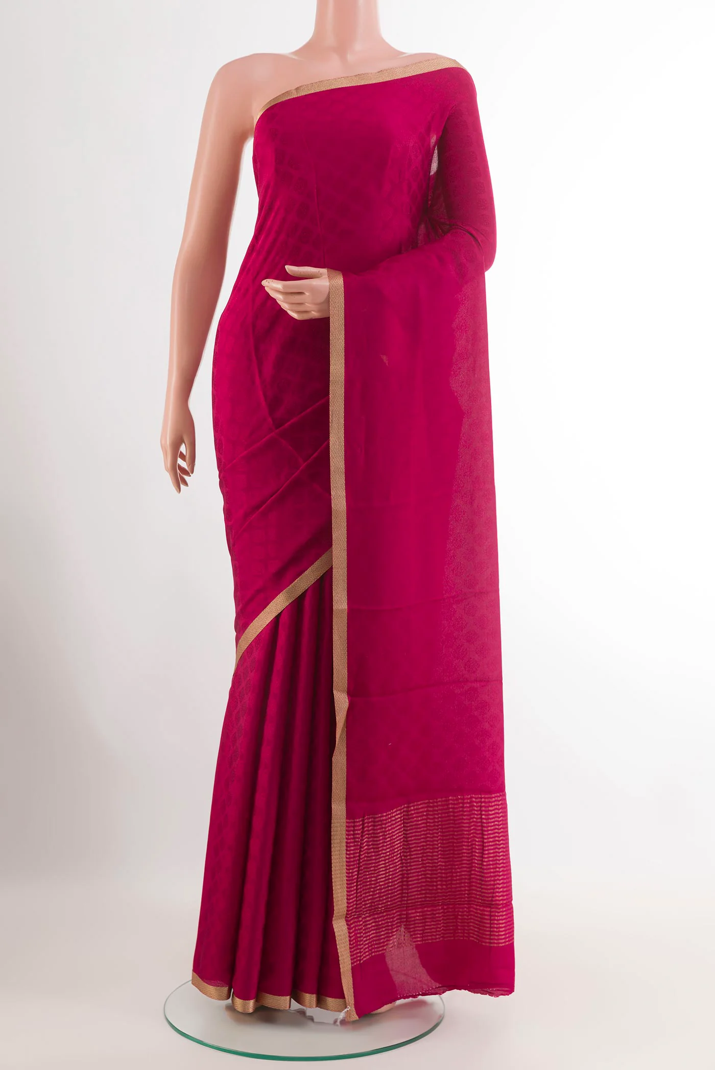 Maroon Mysore Crepe Saree