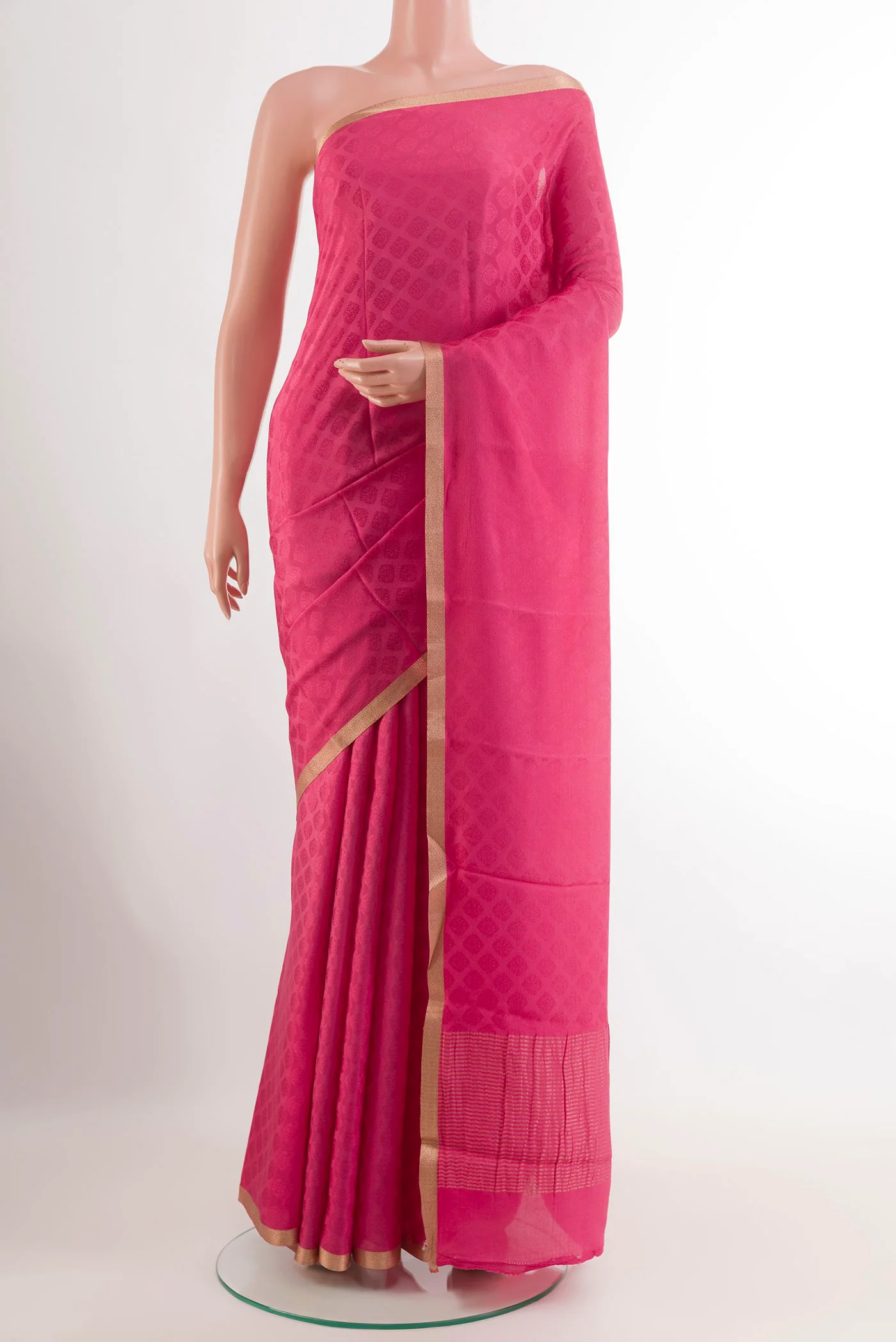 Pink Mysore Crepe Saree