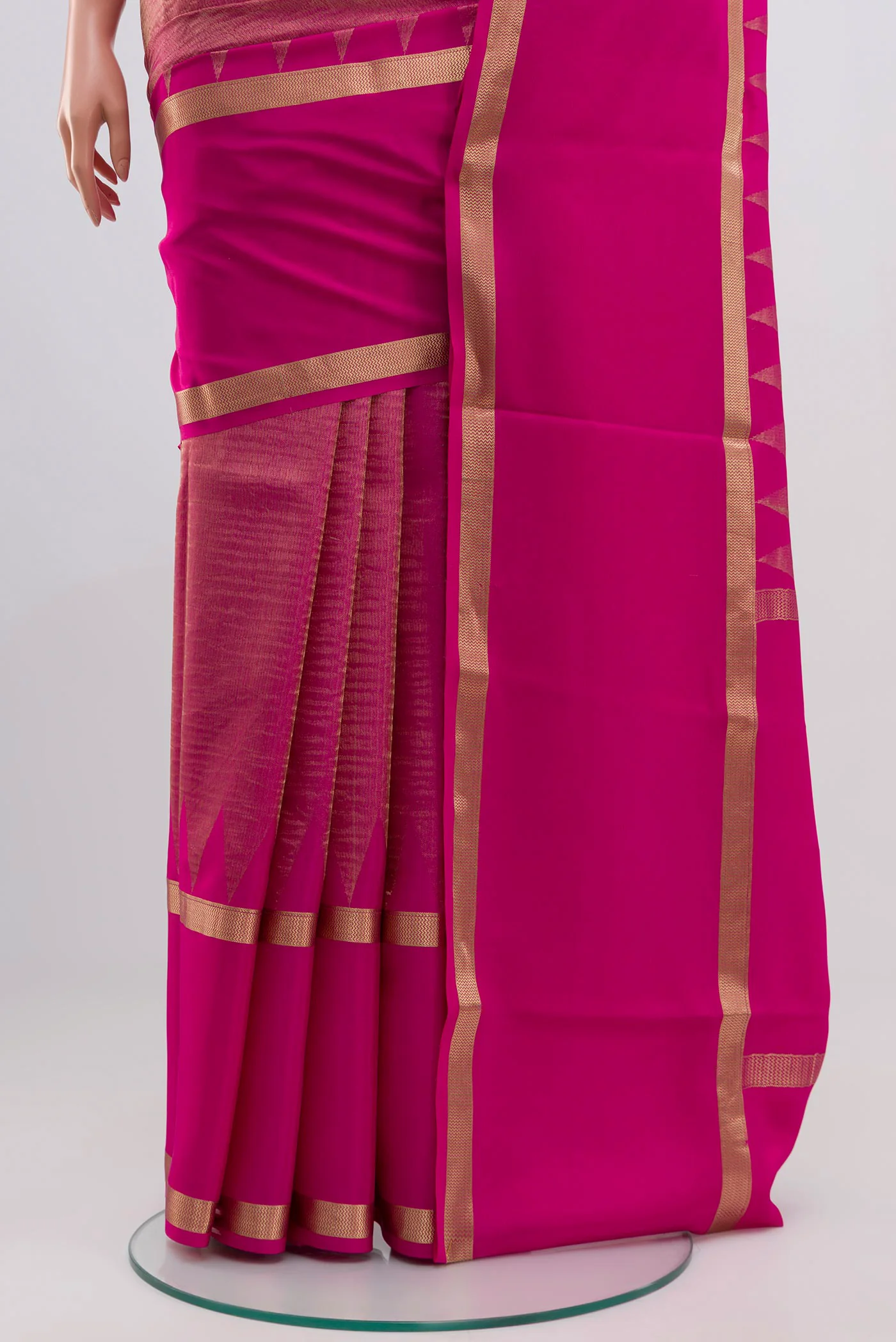 Pink Mysore Crepe Saree - Image 3