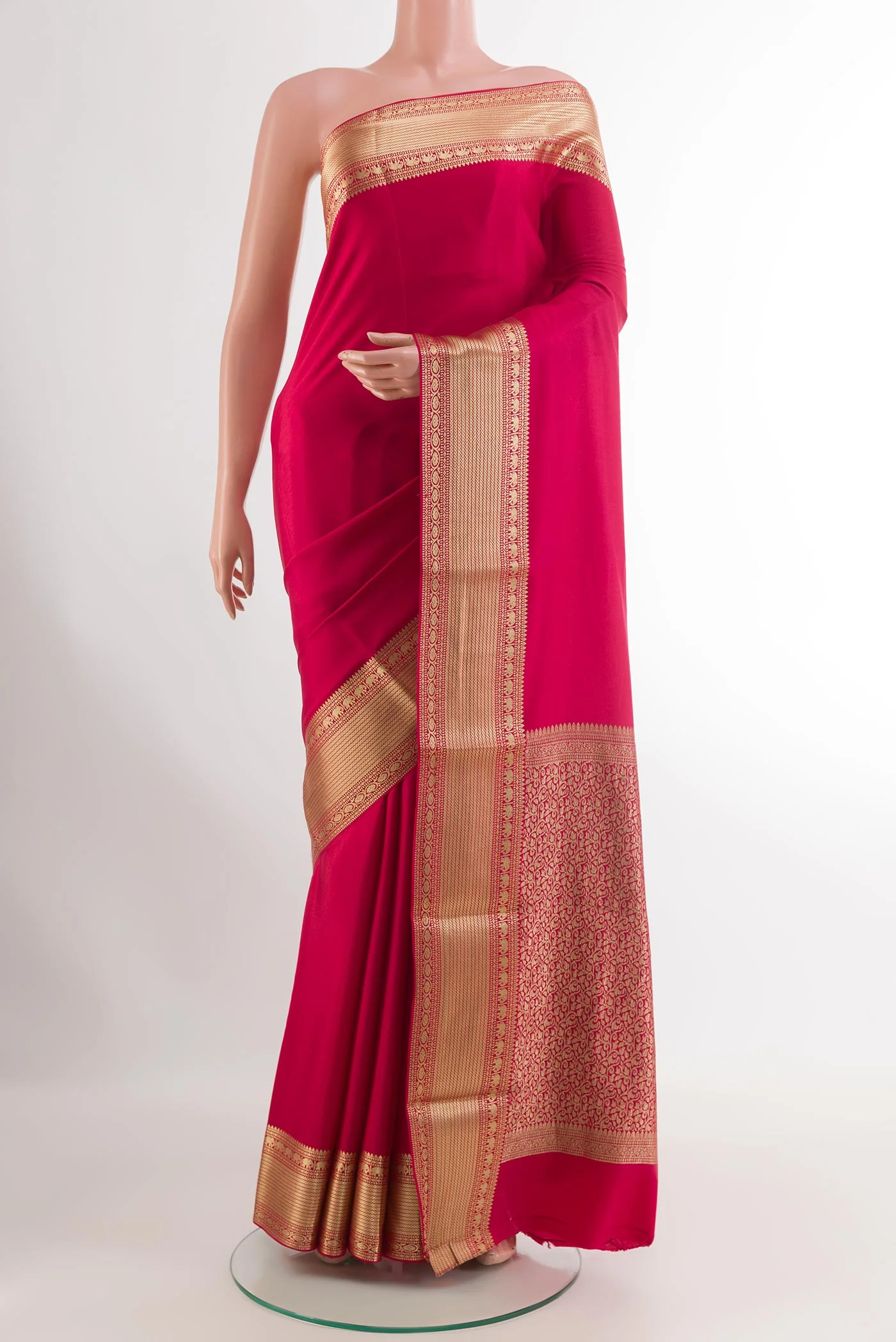 Pink Mysore Crepe Saree