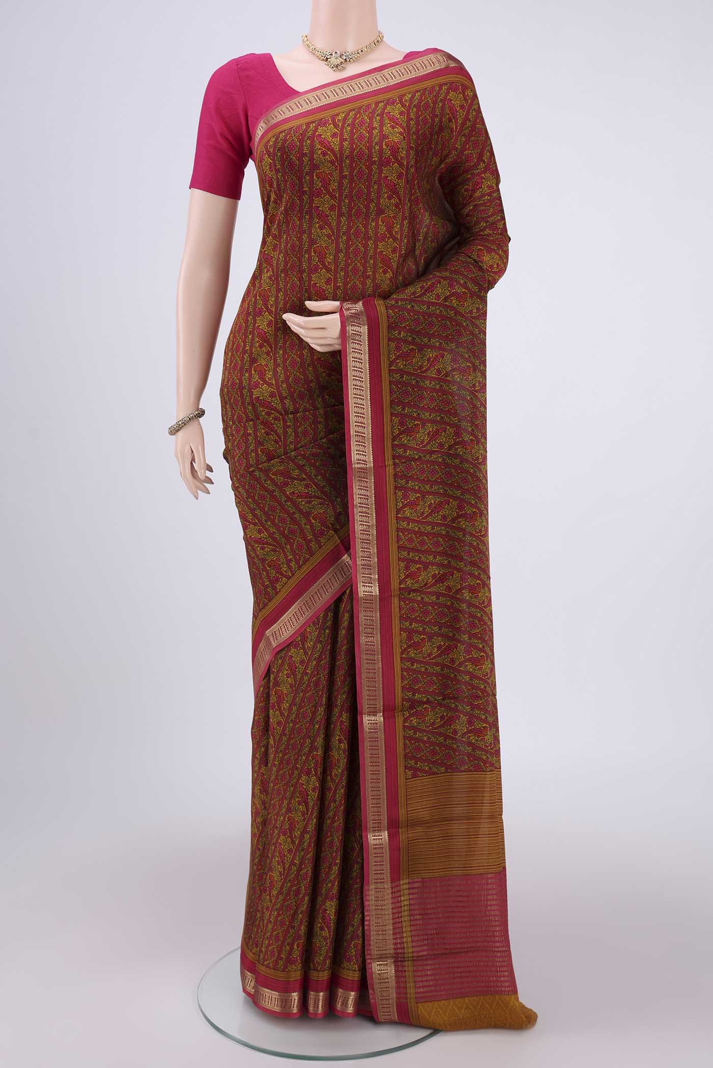 Multi Color Mysore Crepe Saree