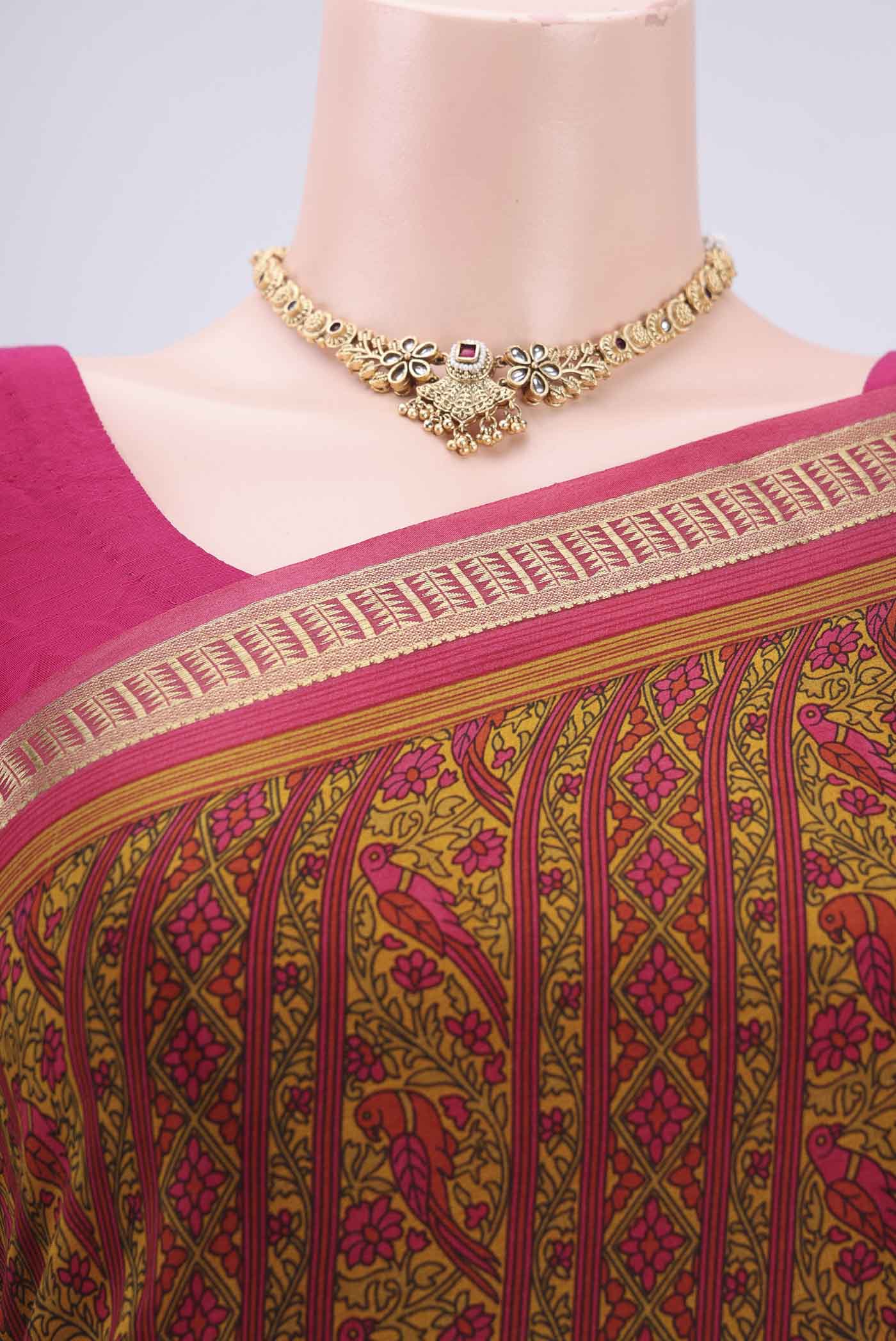 Multi Color Mysore Crepe Saree - Image 2