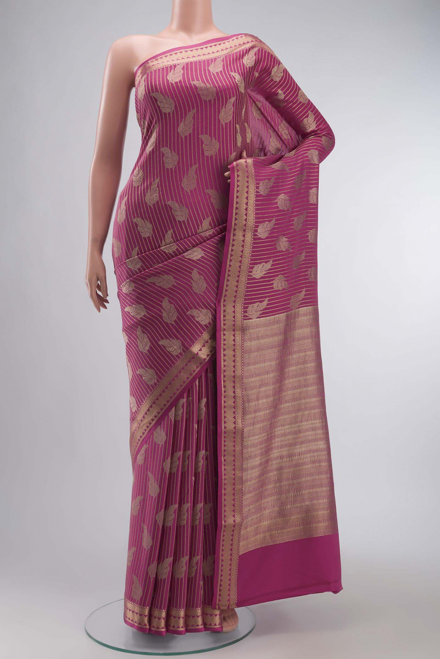 Pink Mysore Crepe Saree
