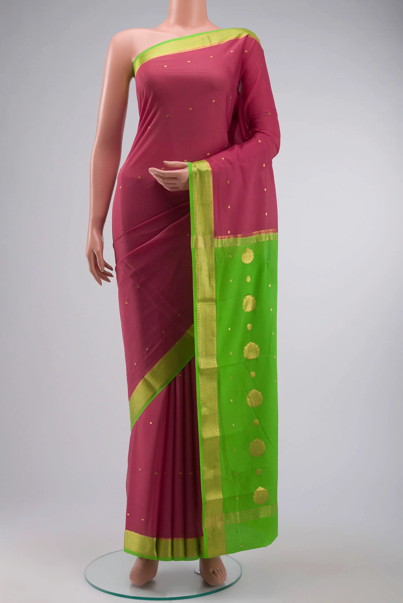 Pink Mysore Crepe Saree