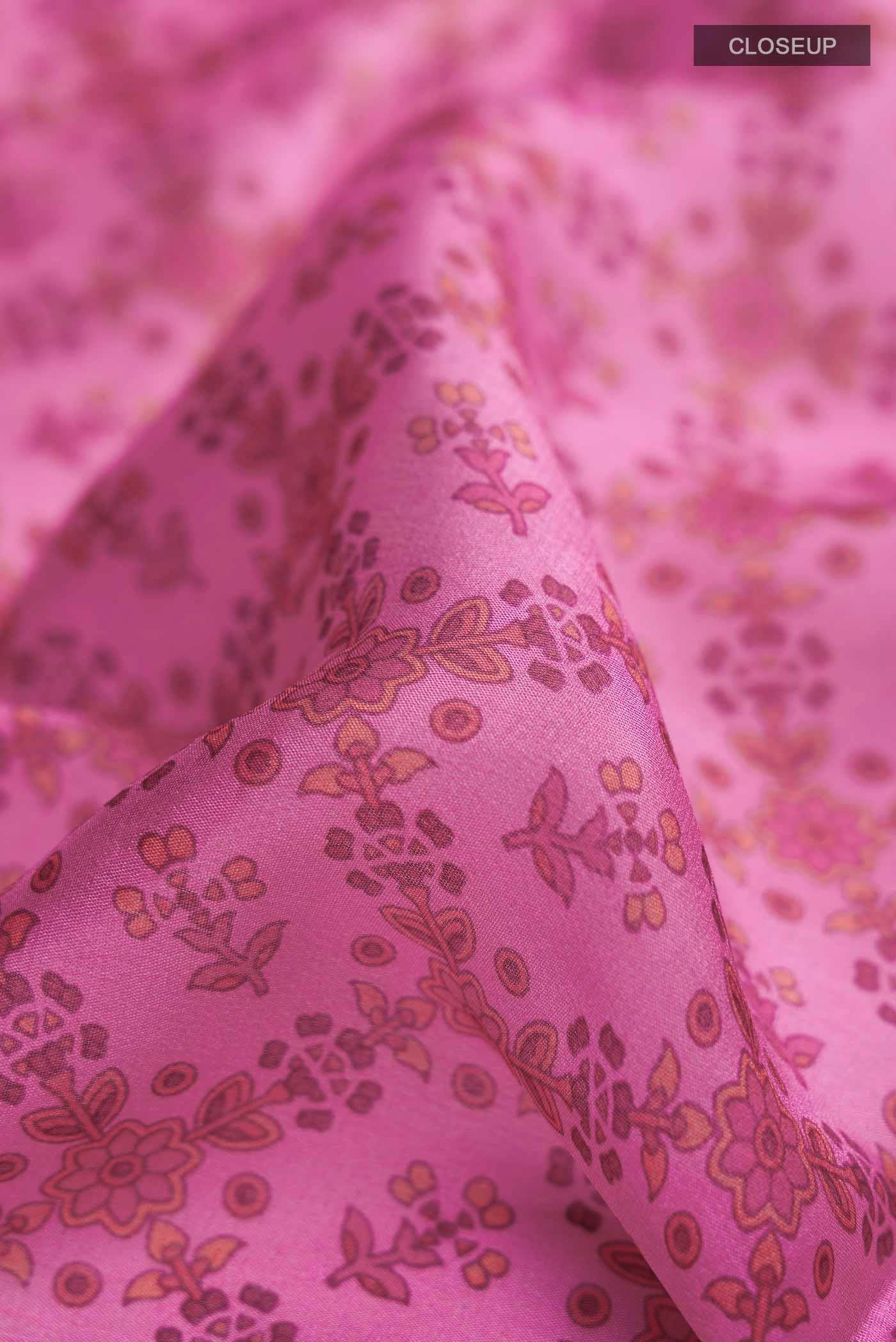 Pink Mysore Crepe Saree - Image 2