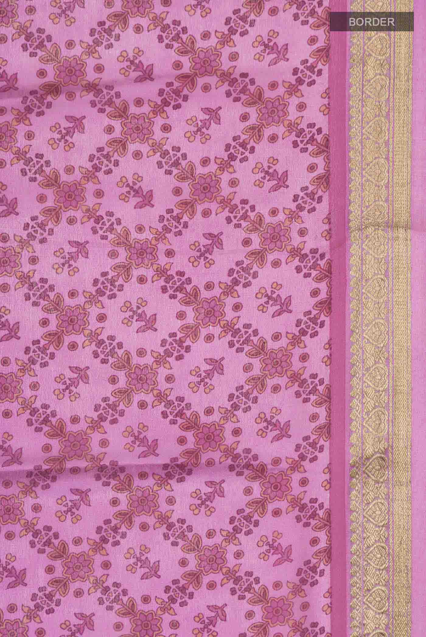 Pink Mysore Crepe Saree - Image 3