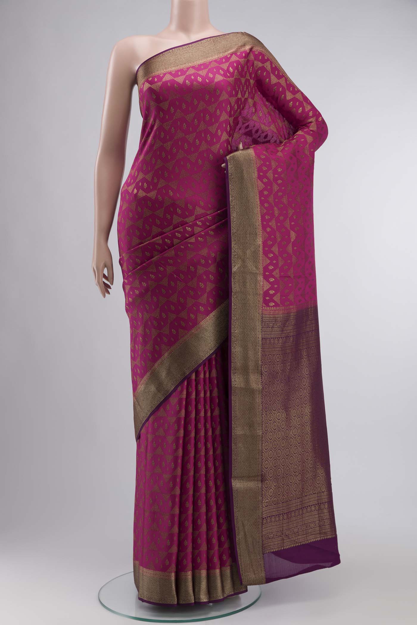 Pink Mysore Crepe Saree