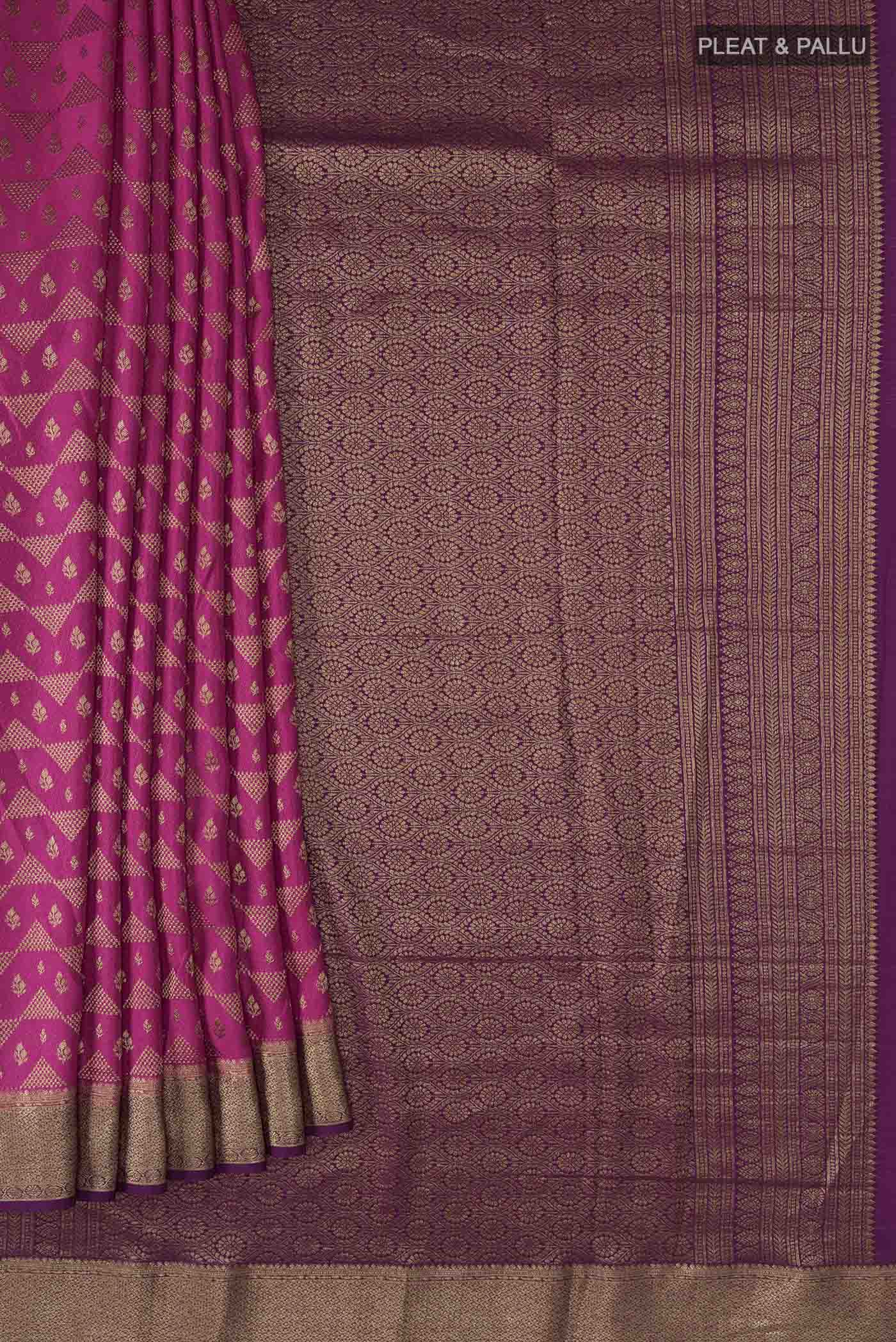 Pink Mysore Crepe Saree - Image 4