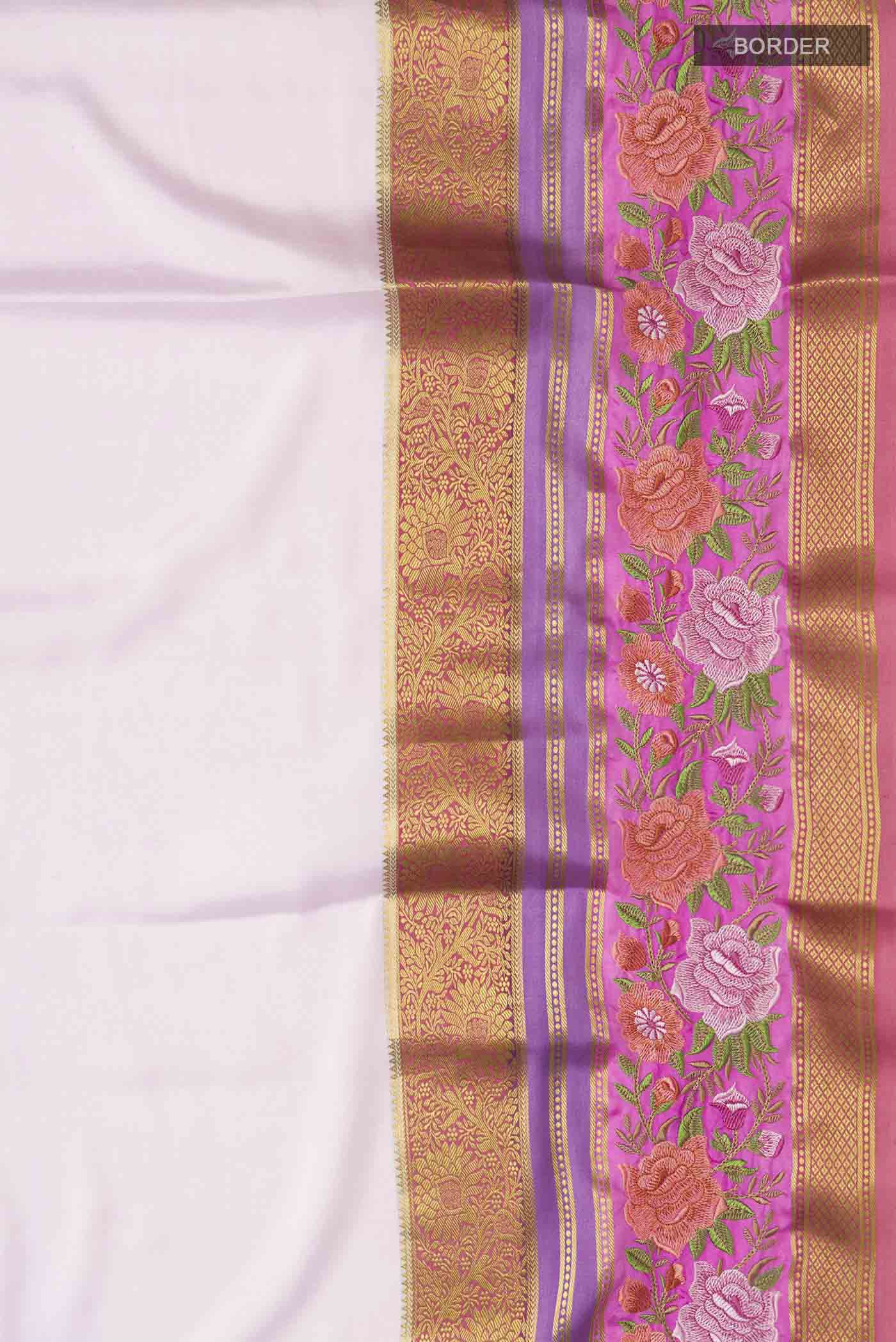 Pink Mysore Crepe Saree - Image 3