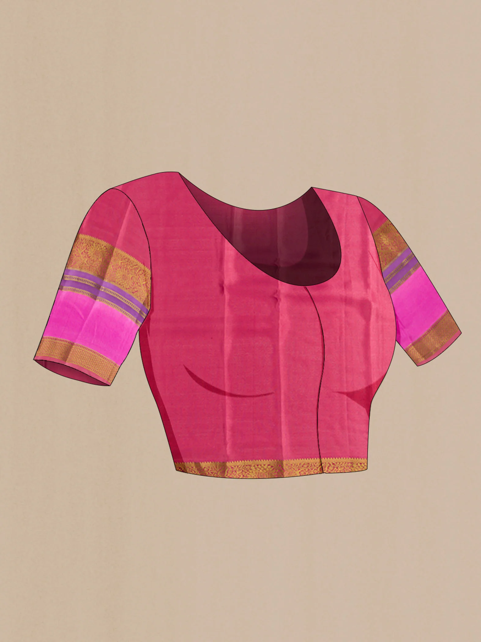 Pink Mysore Crepe Saree - Image 5