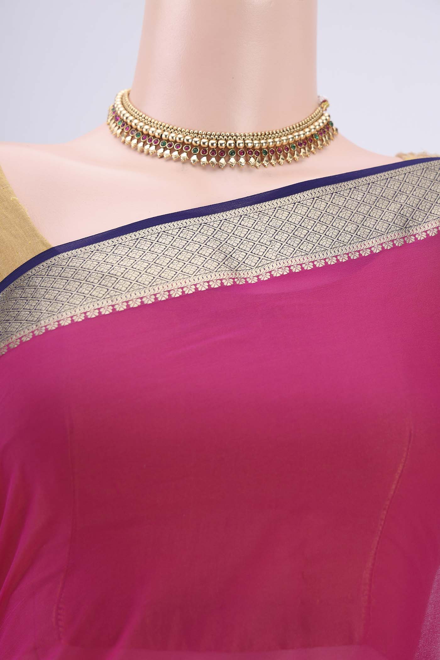 Pink Mysore Georgette Saree - Image 2