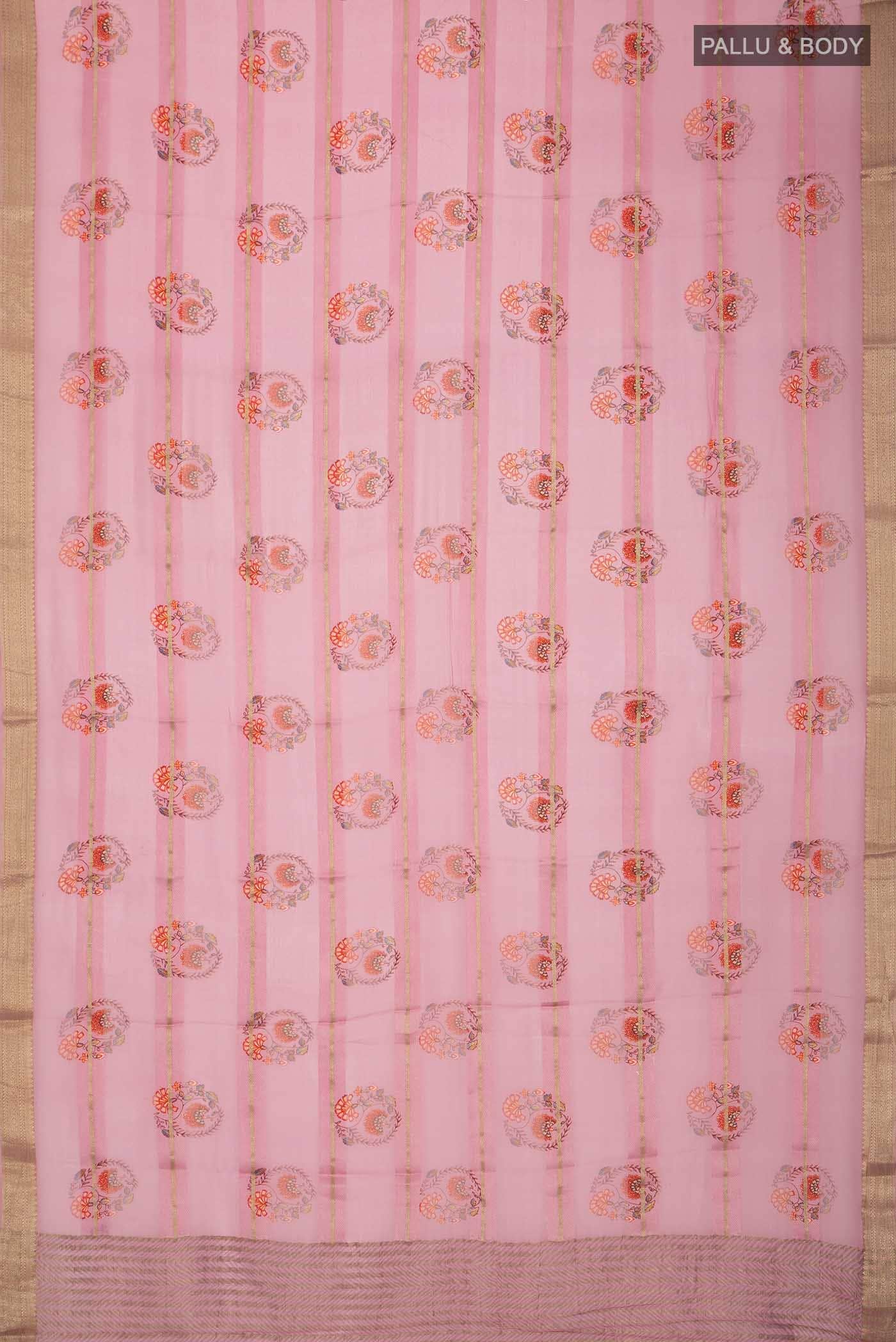 Pink Mysore Georgette Saree - Image 4