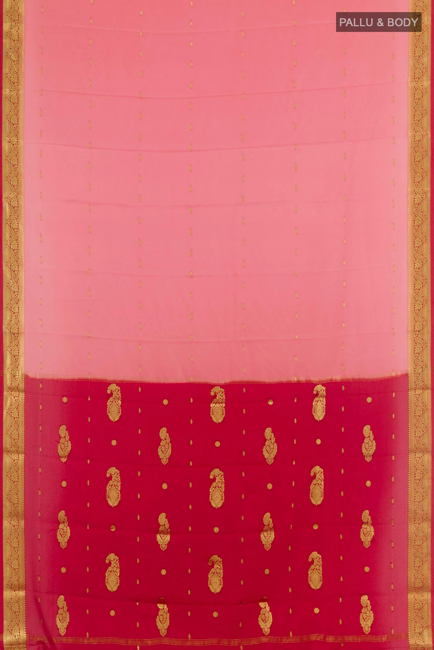 Coral Mysore Crepe Saree - Image 3