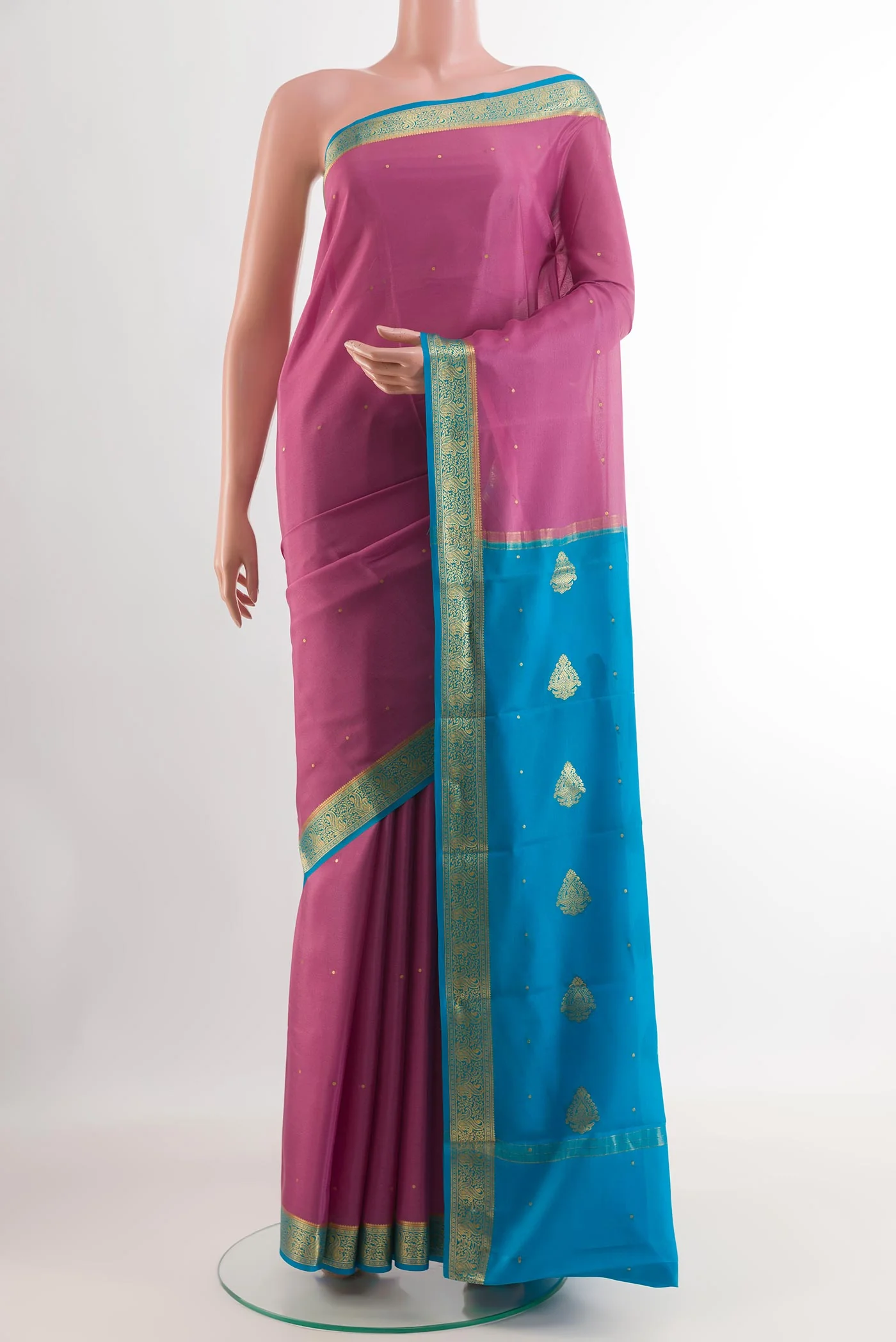 Pink Mysore Crepe Saree