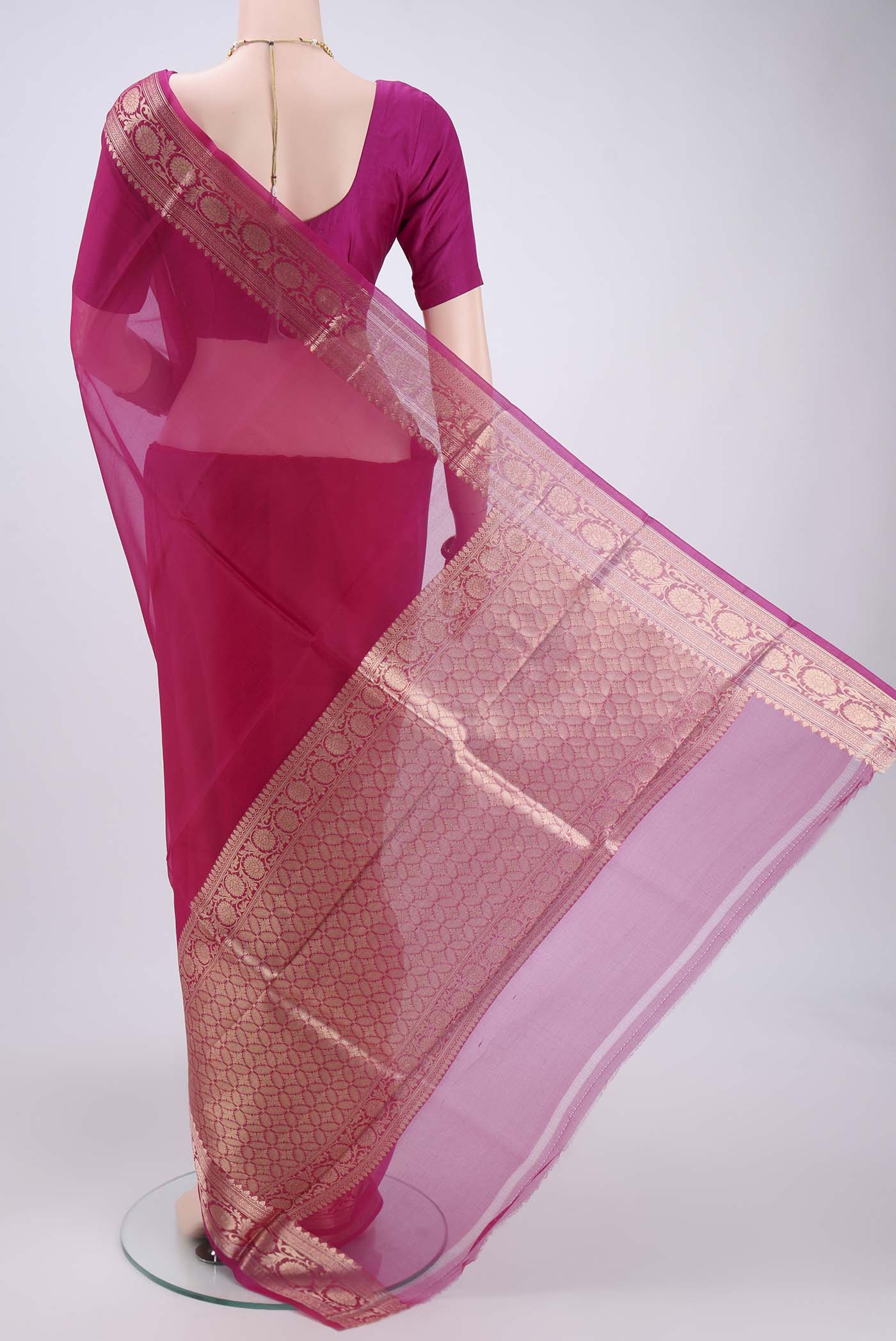 Pink Organza Silk Saree - Image 3