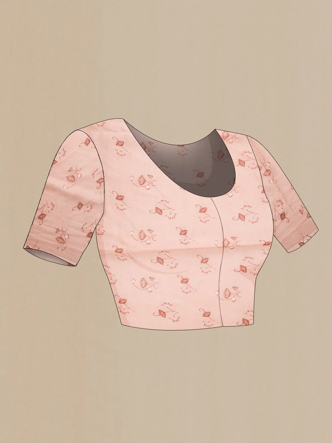 Rose Gold Organza Silk Saree - Image 4