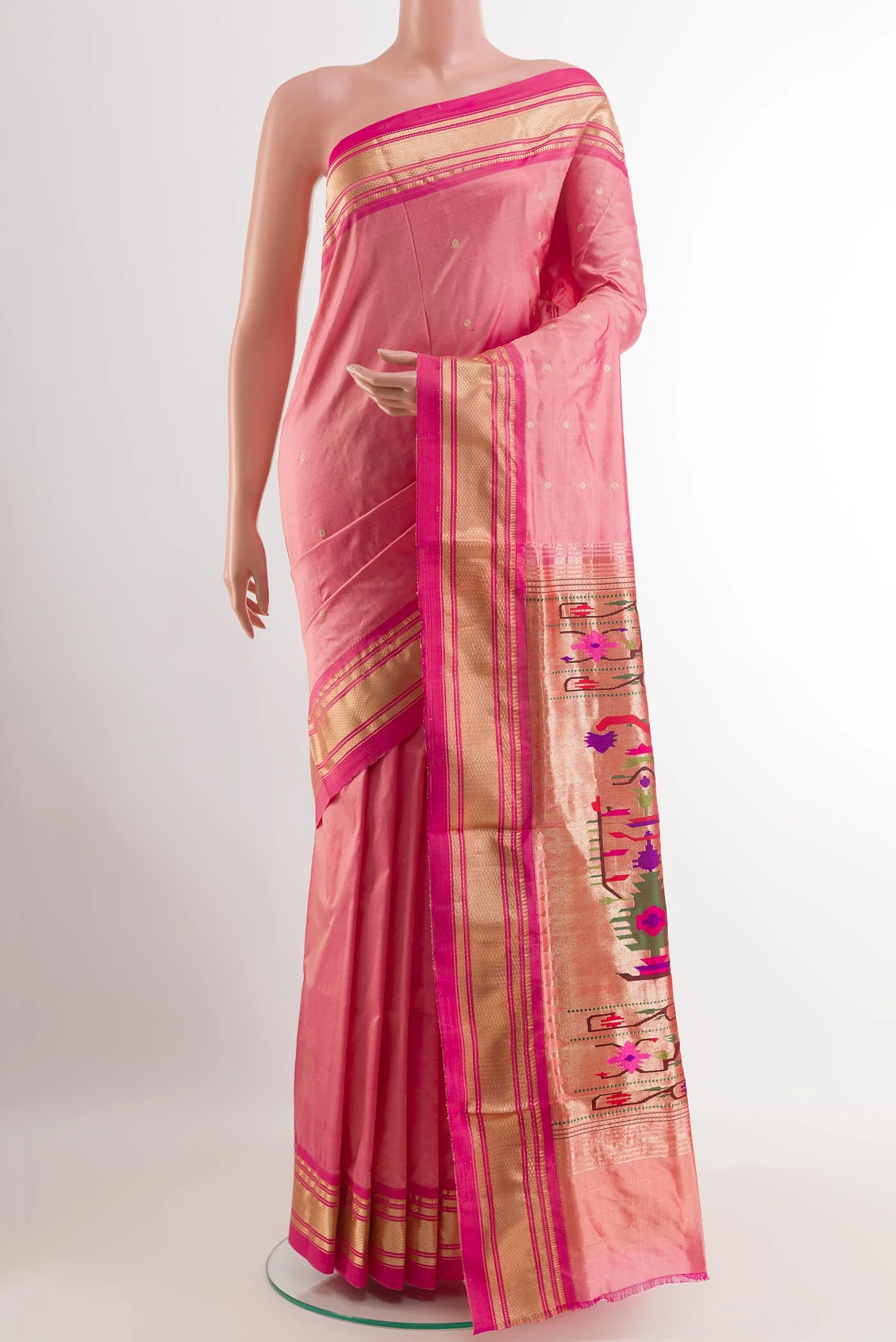 Pink Paithani Silk Saree