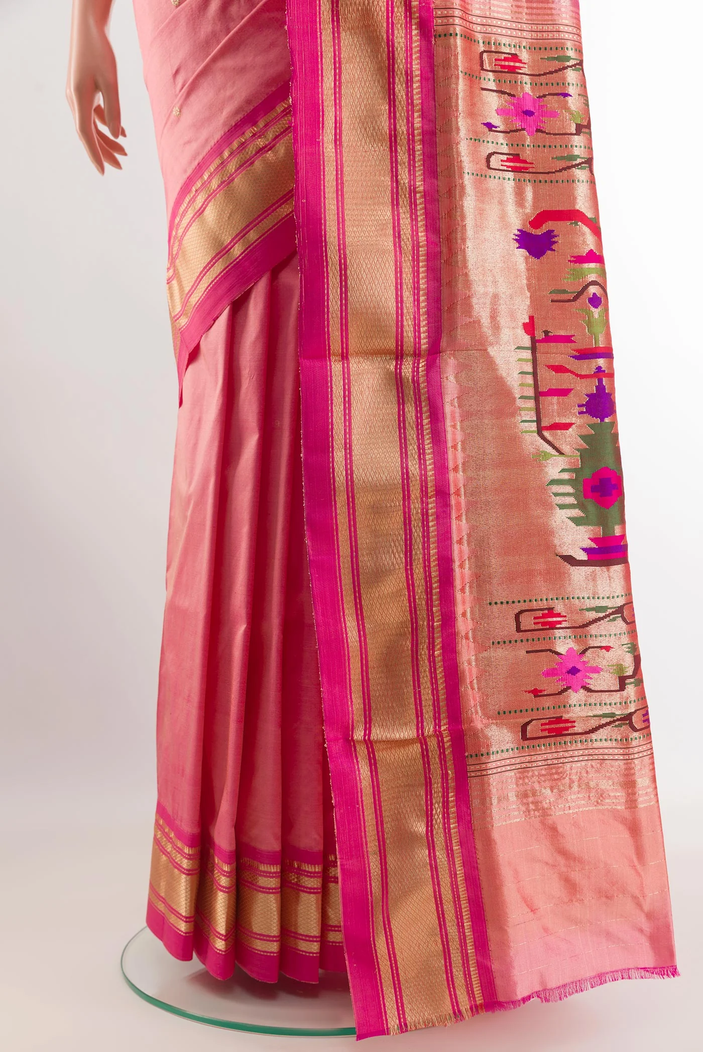 Pink Paithani Silk Saree - Image 3
