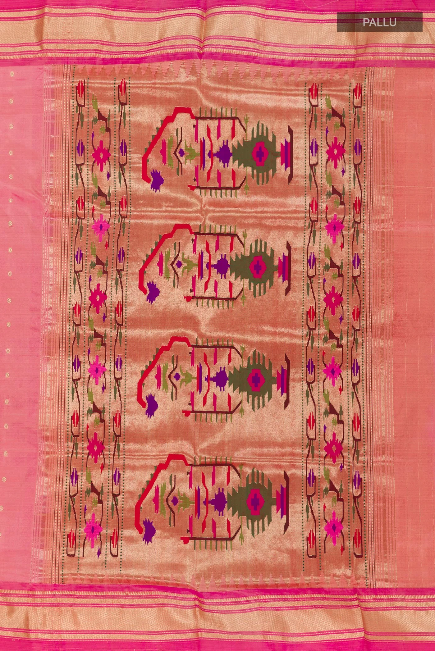 Pink Paithani Silk Saree - Image 6