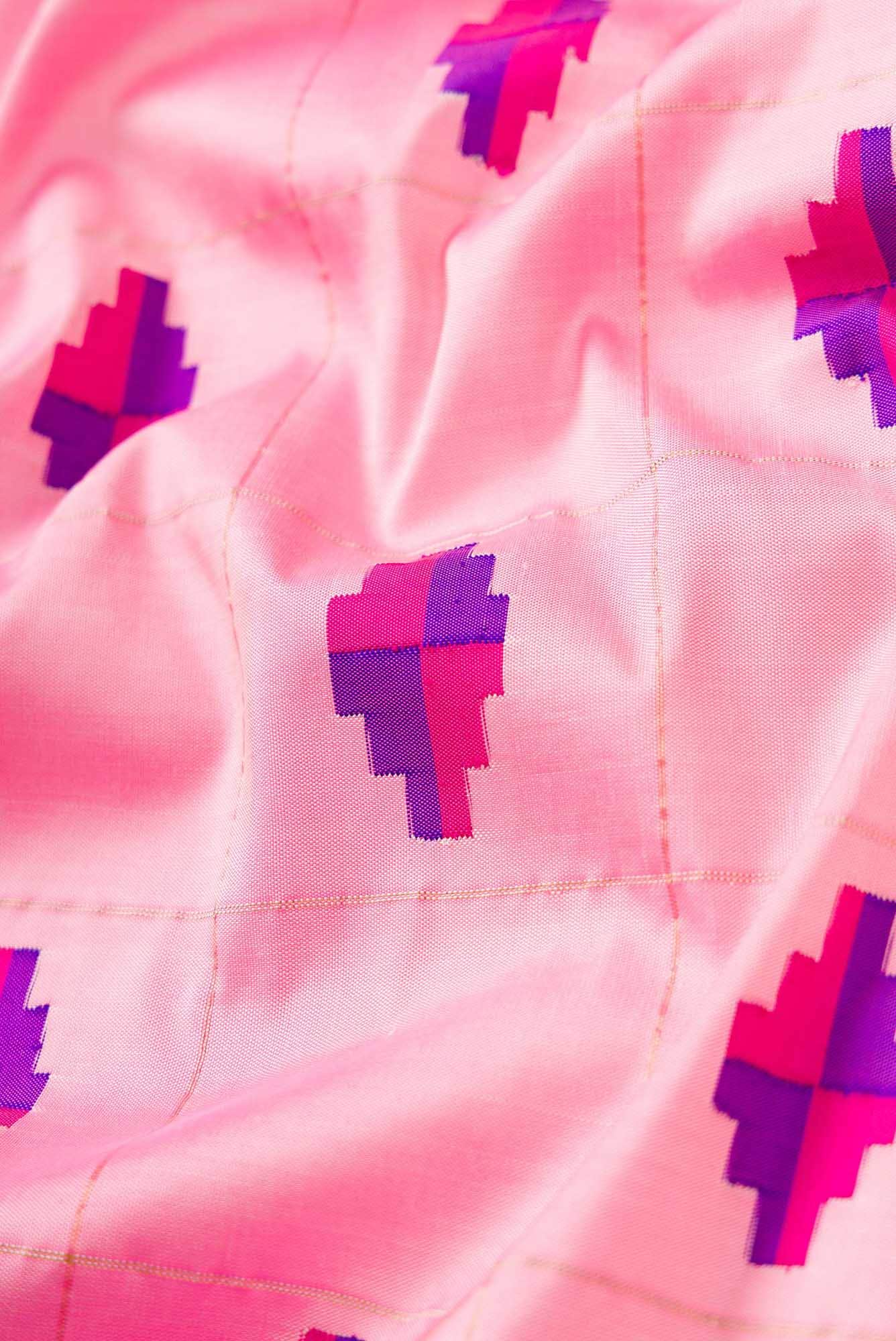 Pure Silk Pure Zari Pink Paithani Saree - Image 3