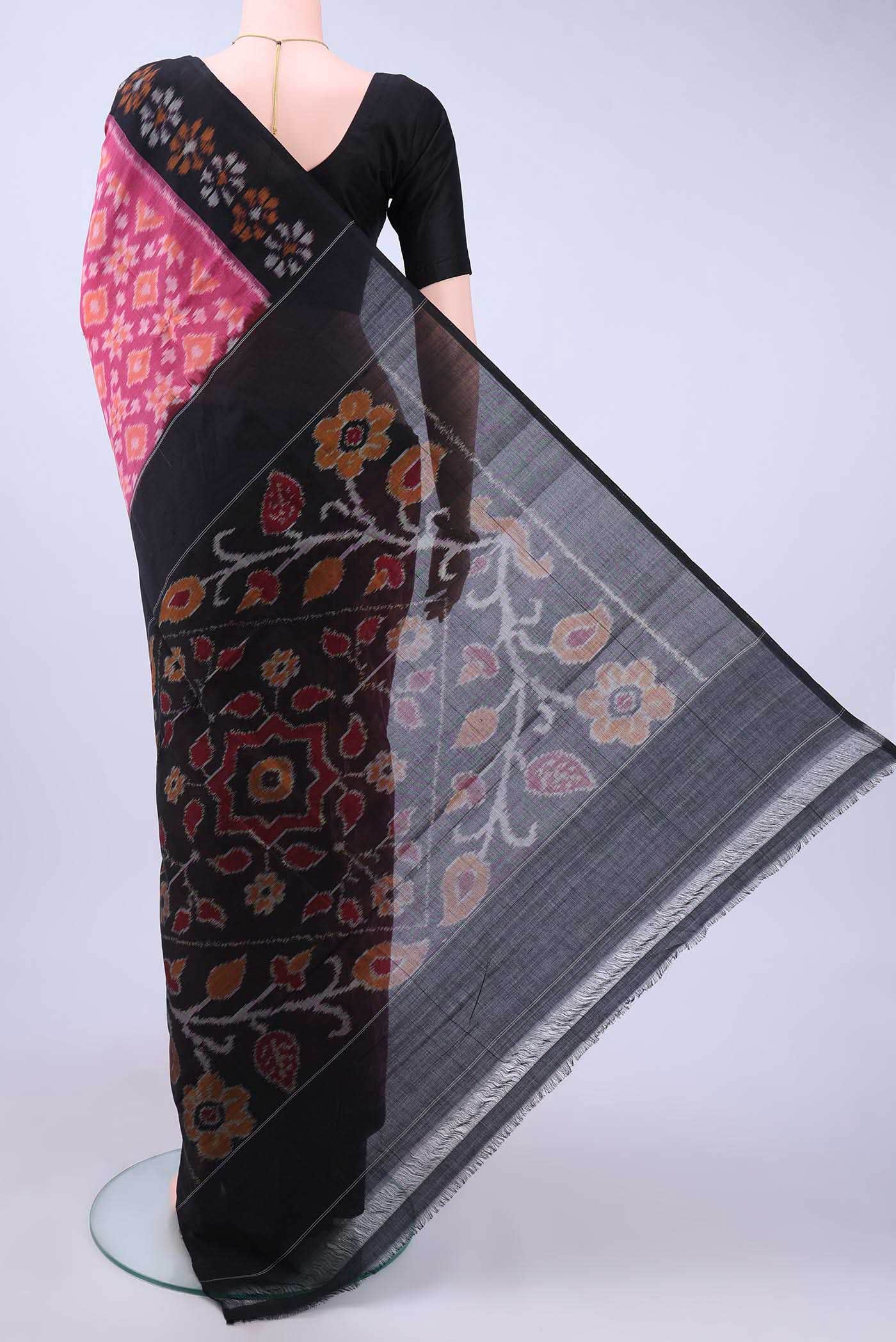 Pink Pochampally Cotton Saree - Image 2
