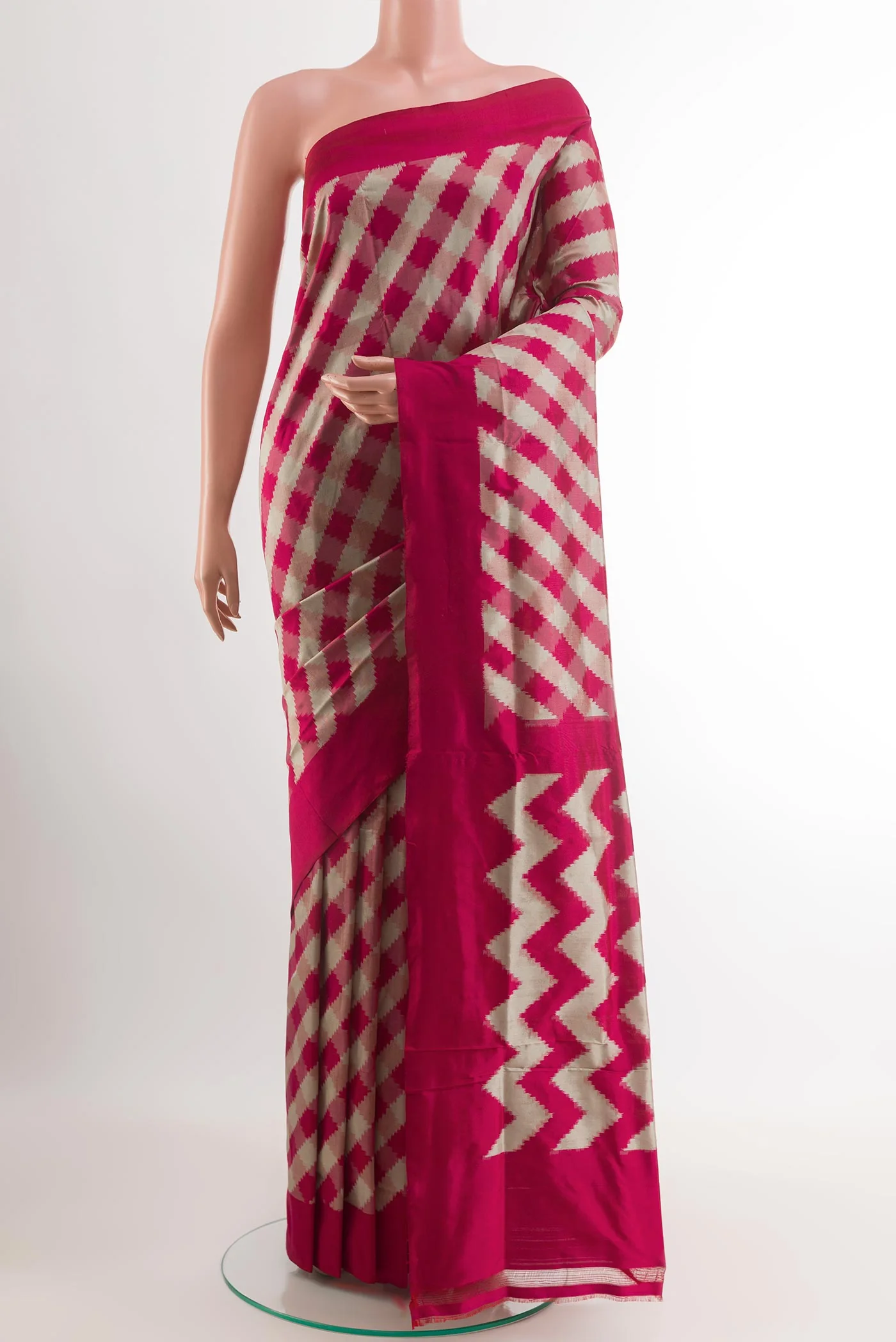 Dark Pink Pochampally Silk Saree