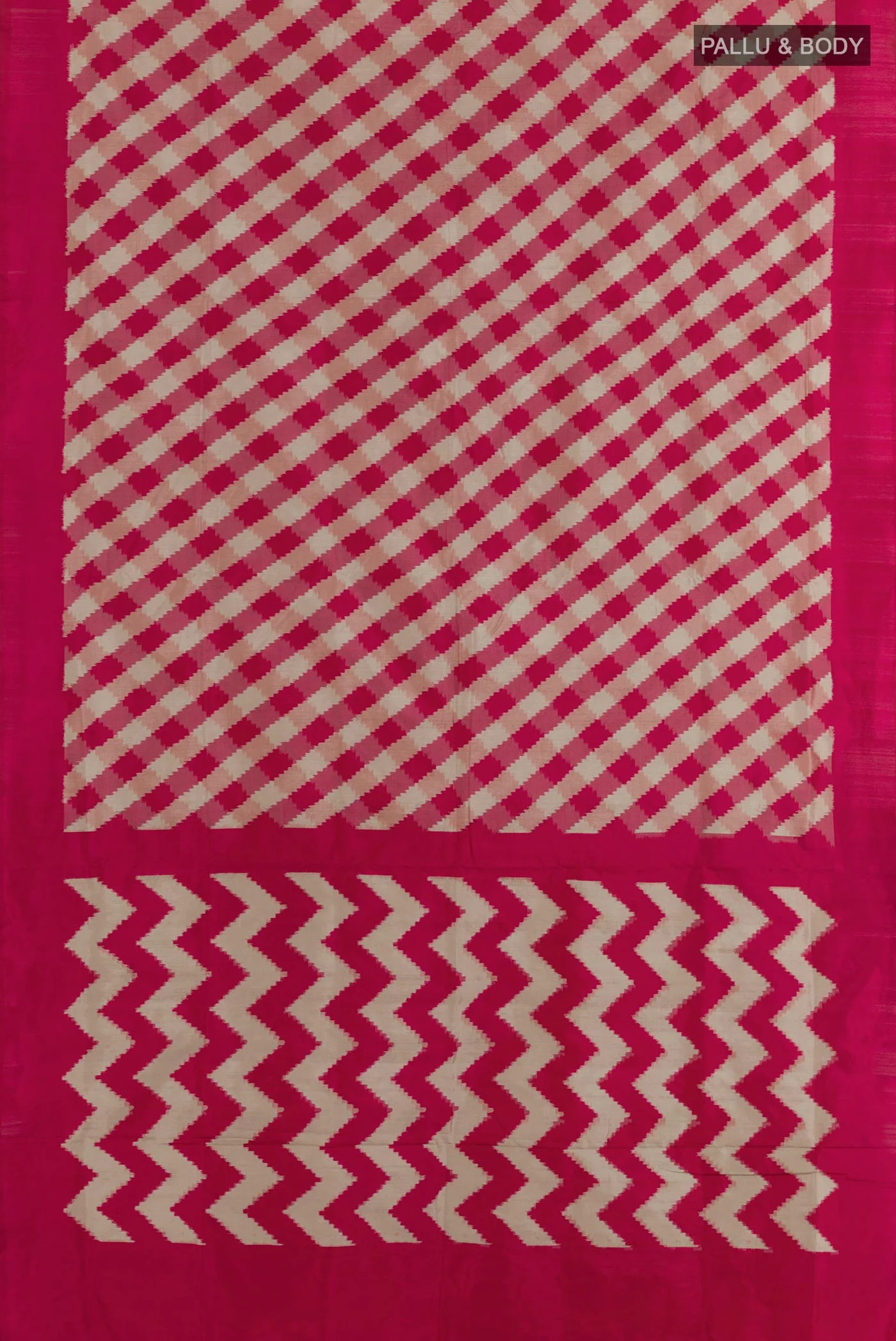 Dark Pink Pochampally Silk Saree - Image 5