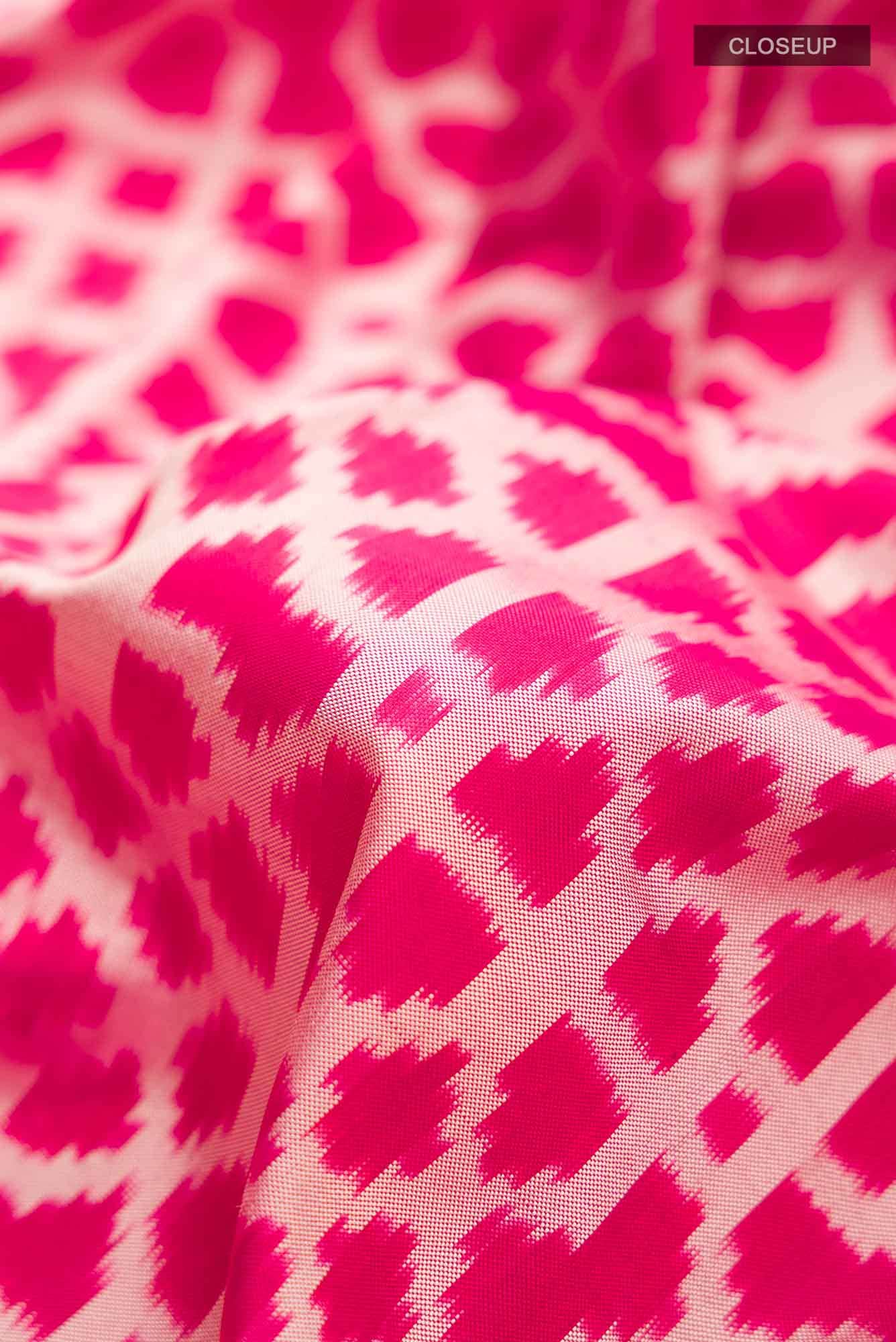 Pink Pochampally Silk Saree - Image 3