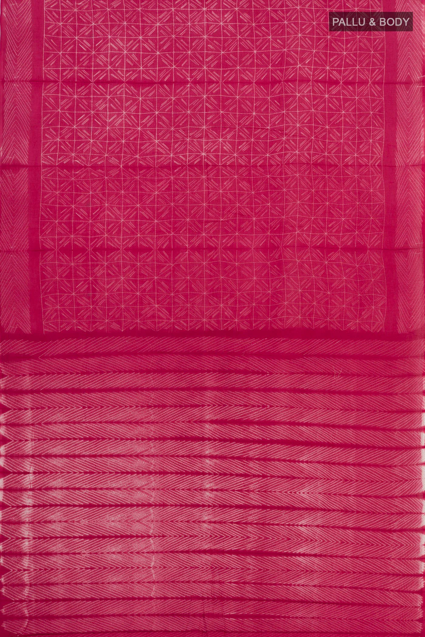Pink Printed Cotton Saree - Image 5