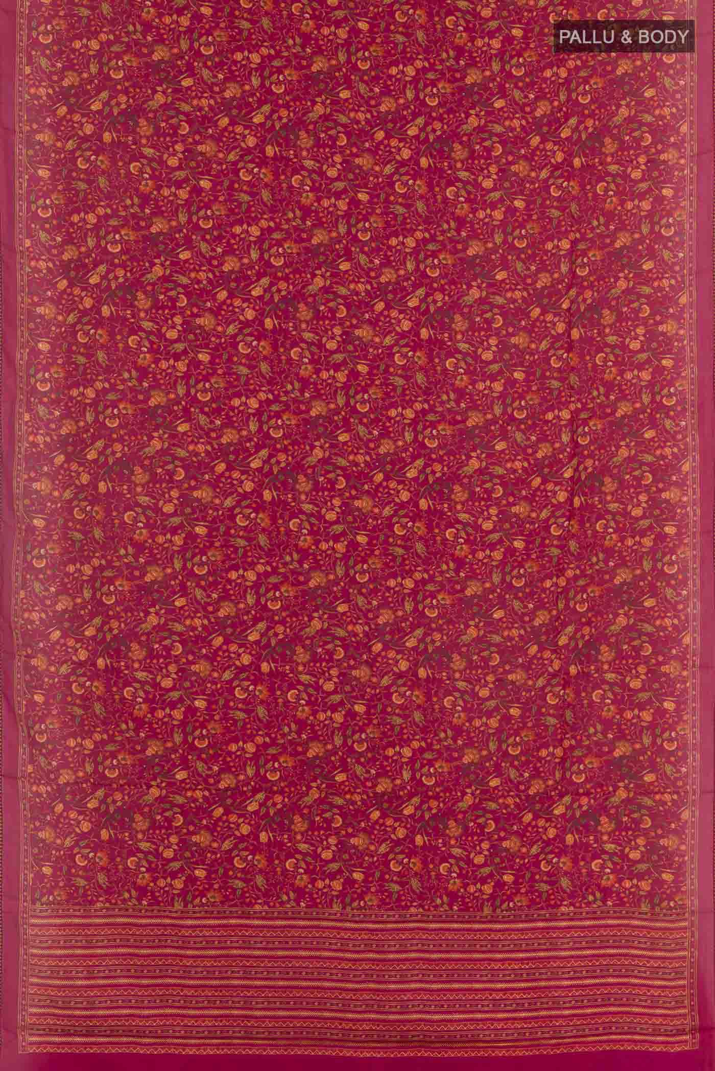 Pink Printed Silk Saree - Image 3