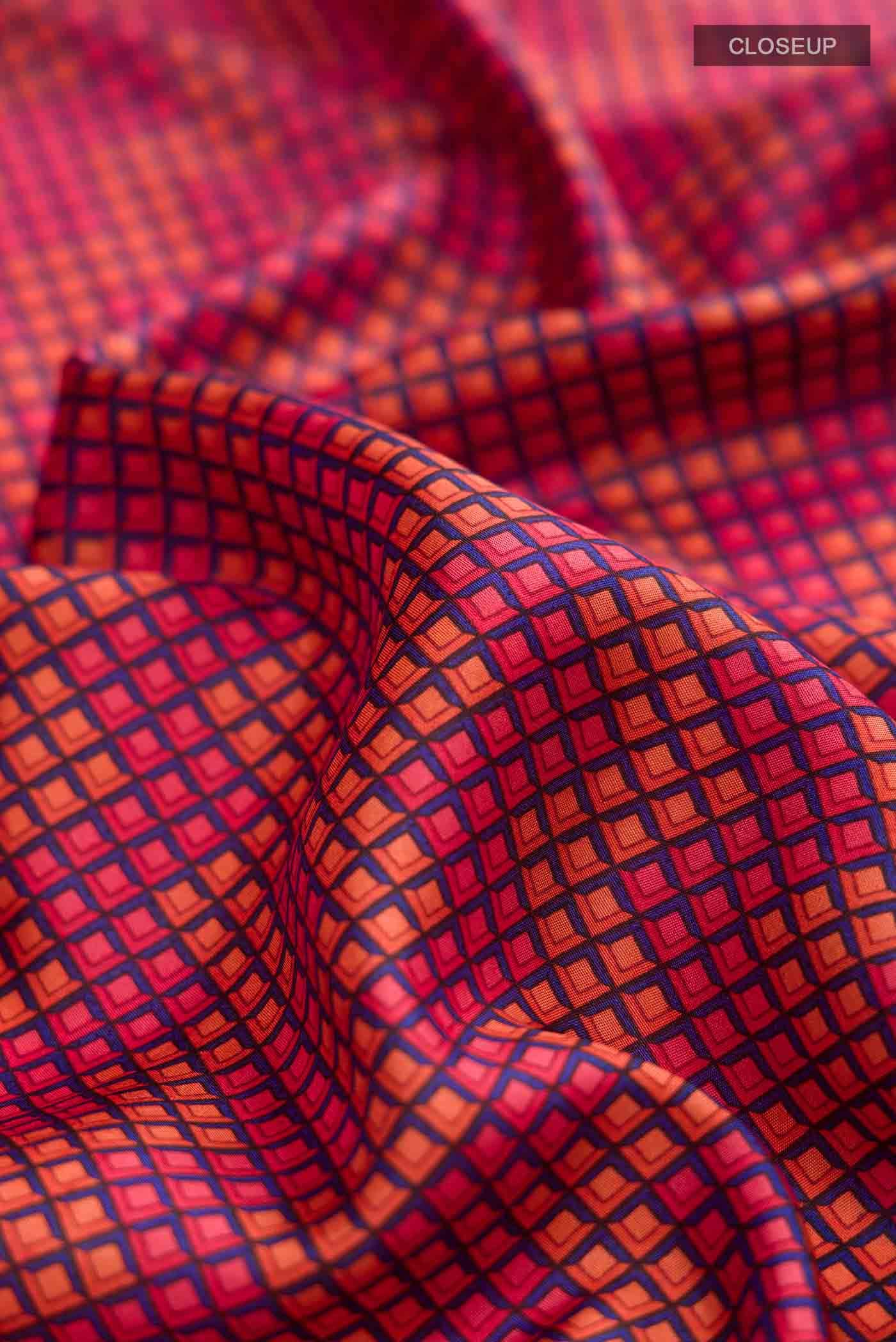 Pink Printed Silk Saree - Image 2