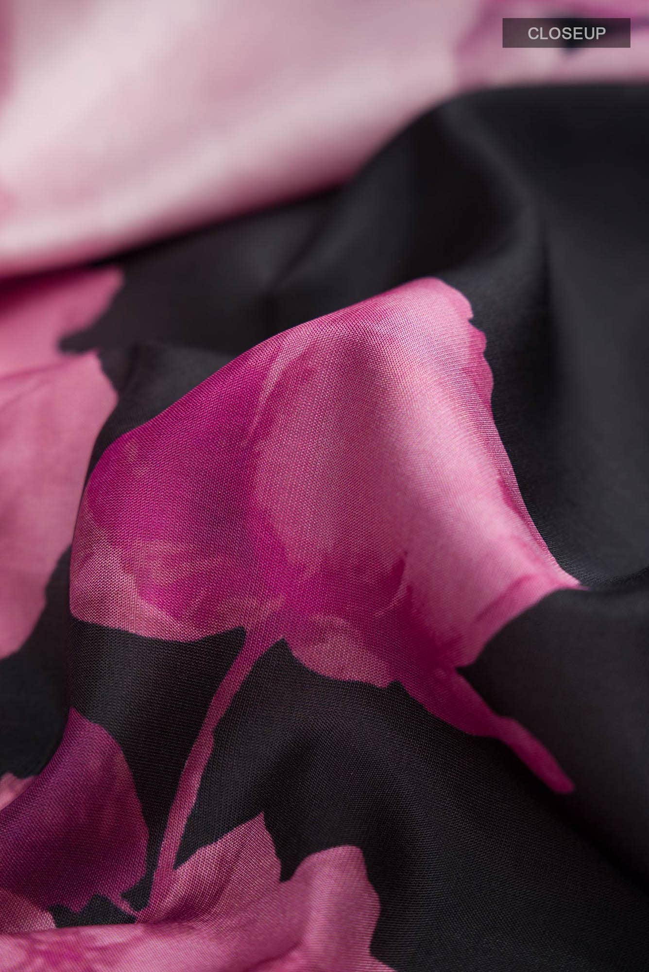 Pink Printed Silk Saree - Image 3