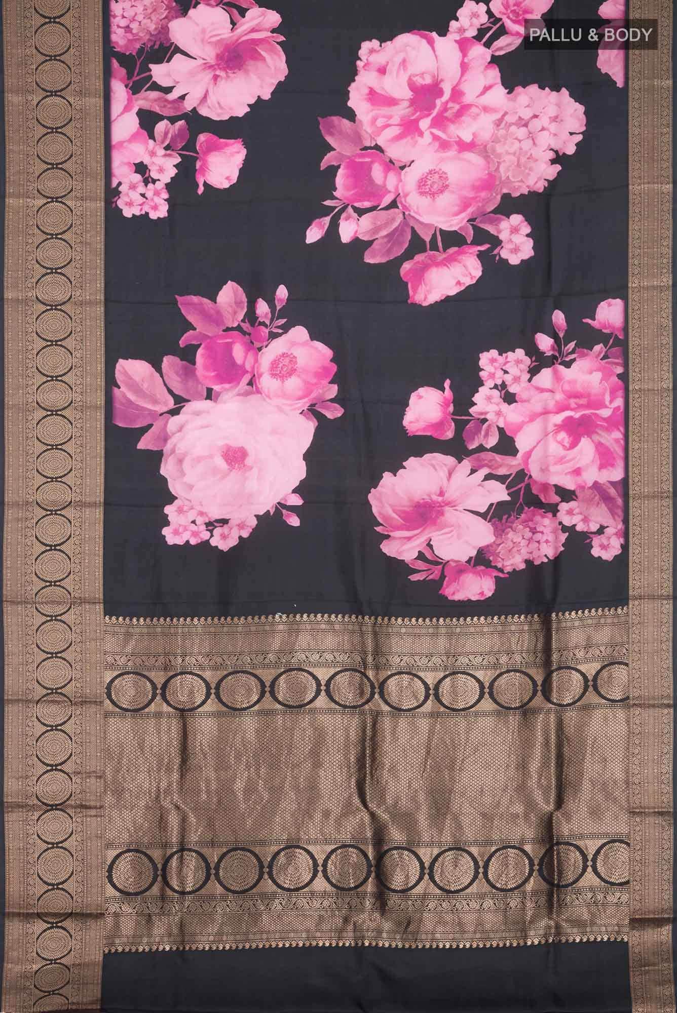 Pink Printed Silk Saree - Image 4