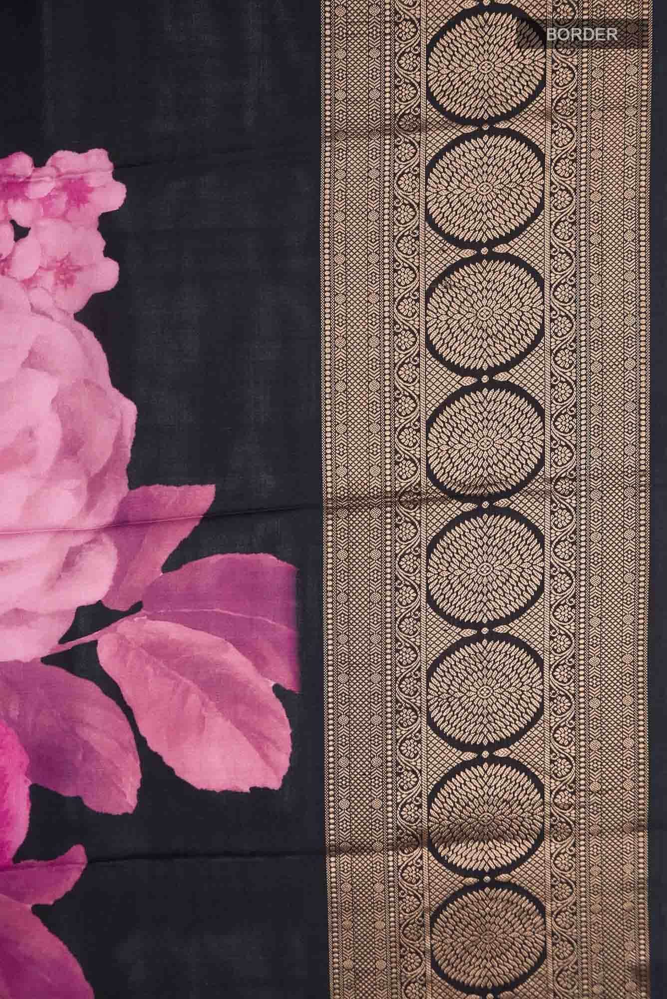 Pink Printed Silk Saree - Image 5