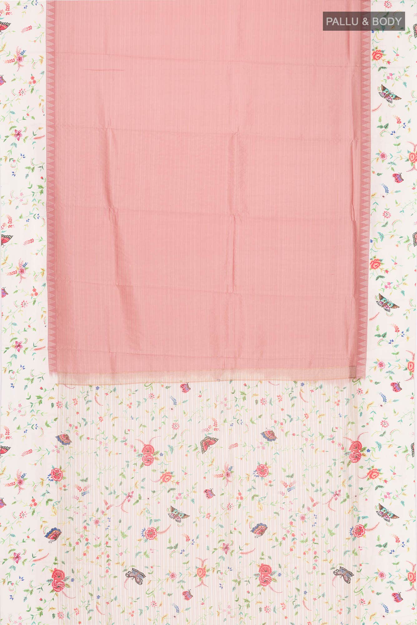 Rose Gold Printed Silk Saree - Image 4