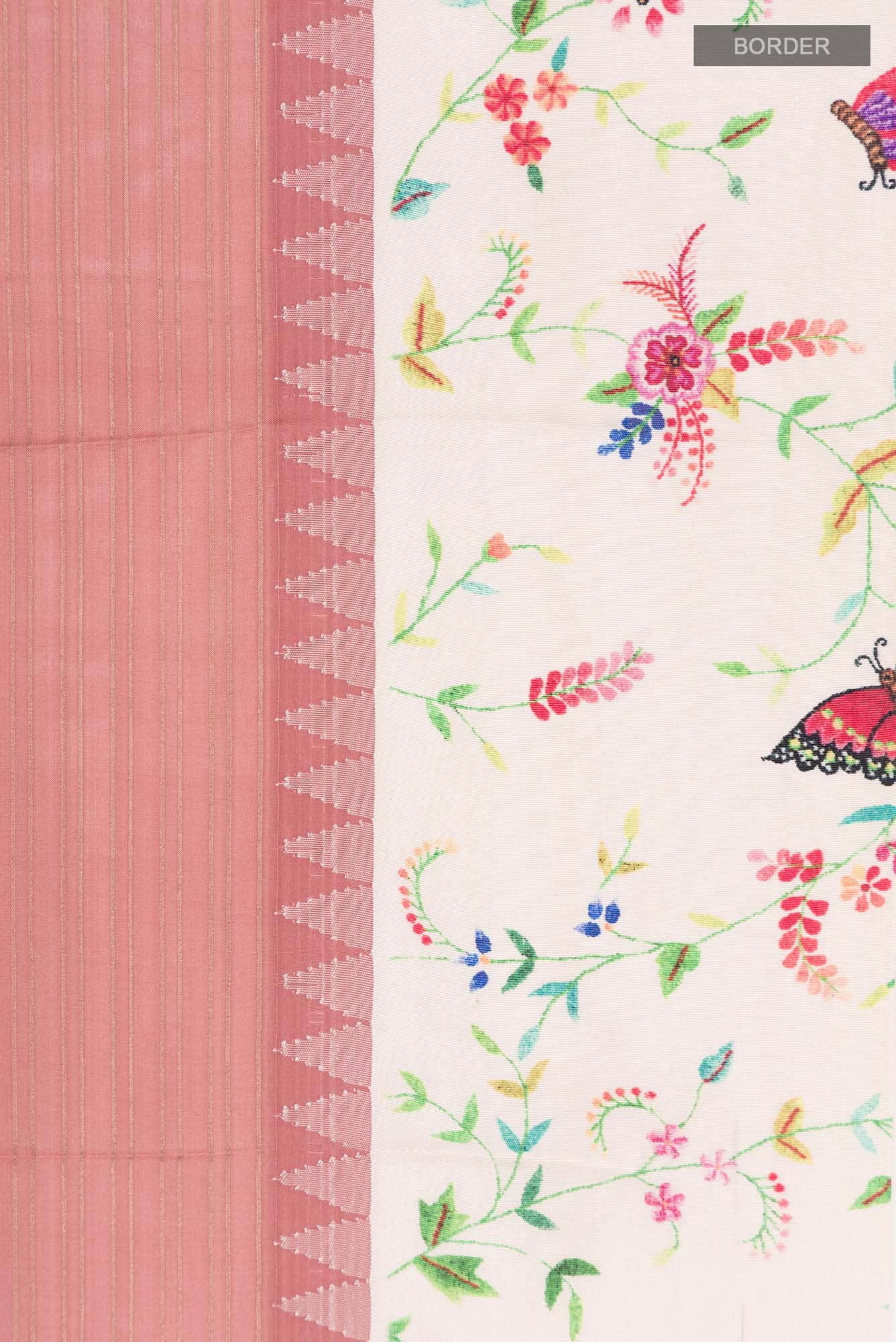 Rose Gold Printed Silk Saree - Image 5