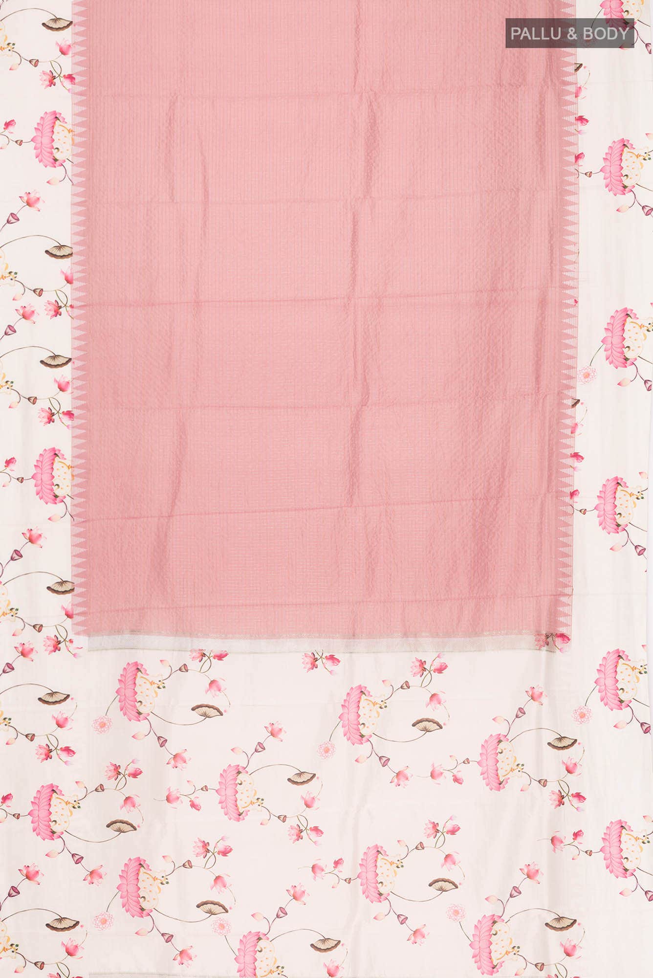 Rose Gold Printed Silk Saree - Image 4