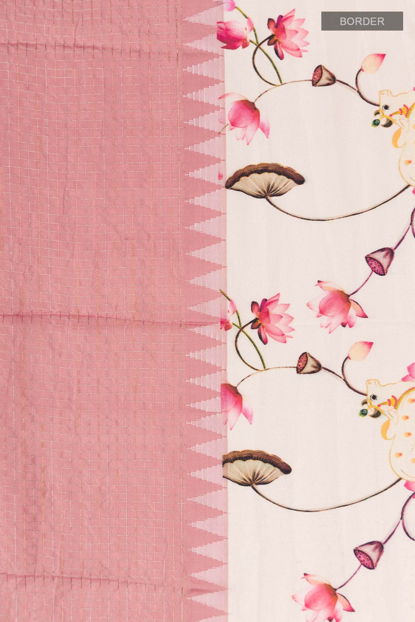 Rose Gold Printed Silk Saree - Image 5