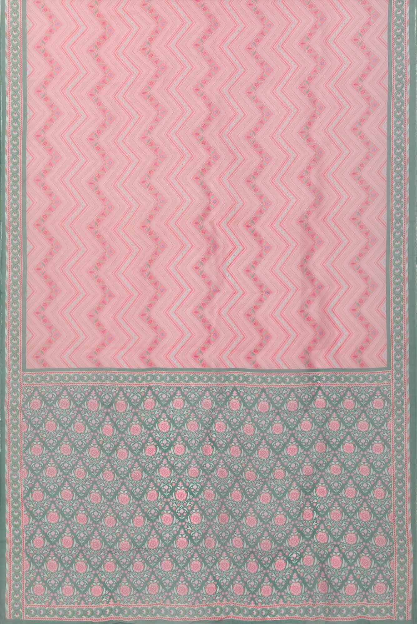 Leher Pink floral design saree from Chintz Collection, Designed by Nalli - Image 5
